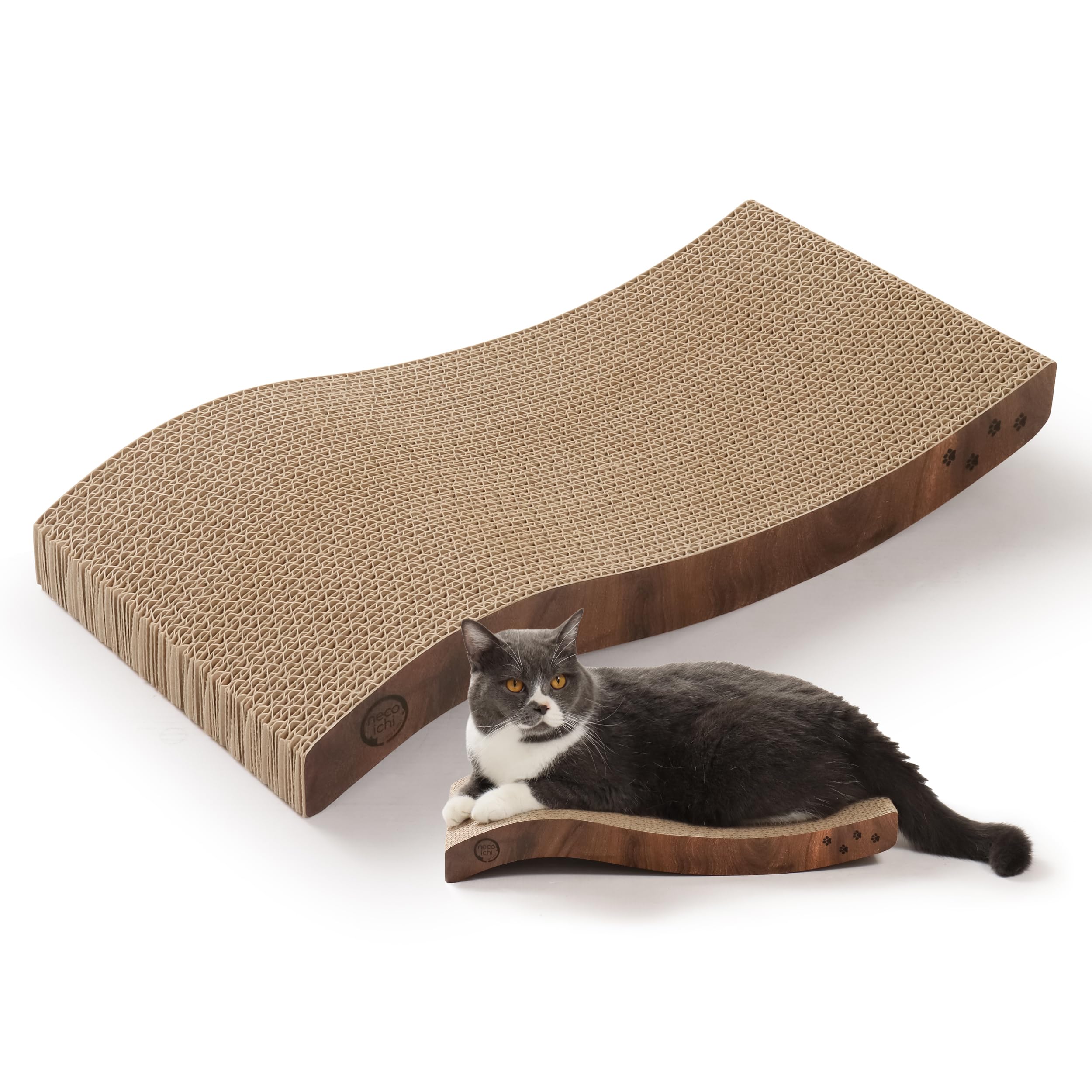 Reversible Wave Cat Scratcher for Indoor Cats - Cat Scratching Board, Horizontal Cat Scratch Pad Lounger with Reversible Usability and Extra Comfort for Lounge(1Pack, Dark Cherry)