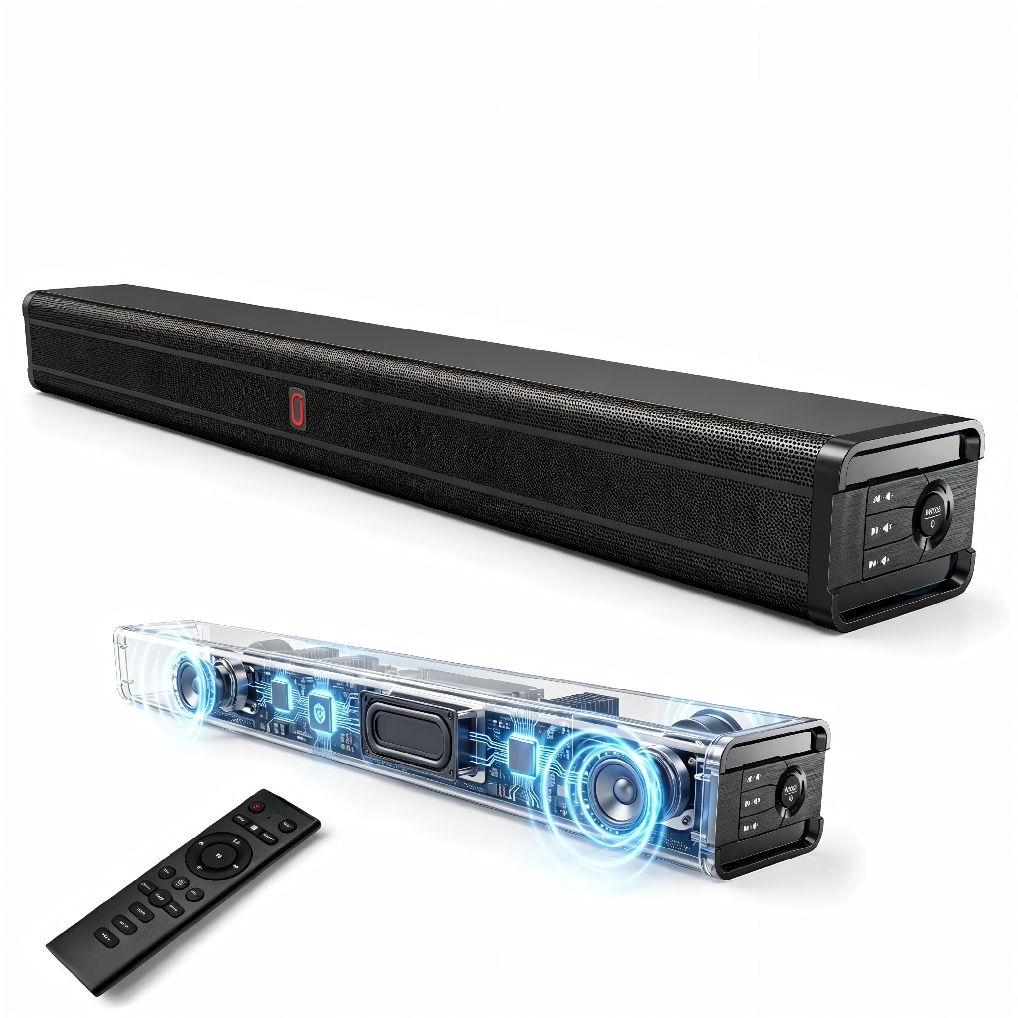 JYX Soundbar per dispositivi TV, 200 W, altoparlante TV con subwoofer integrato con dialogo chiaro e bassi profondi, sistema audio surround, 4 EQ, HDMI/ARC/Opt/Aux, BT 5.4 per home theater, film e