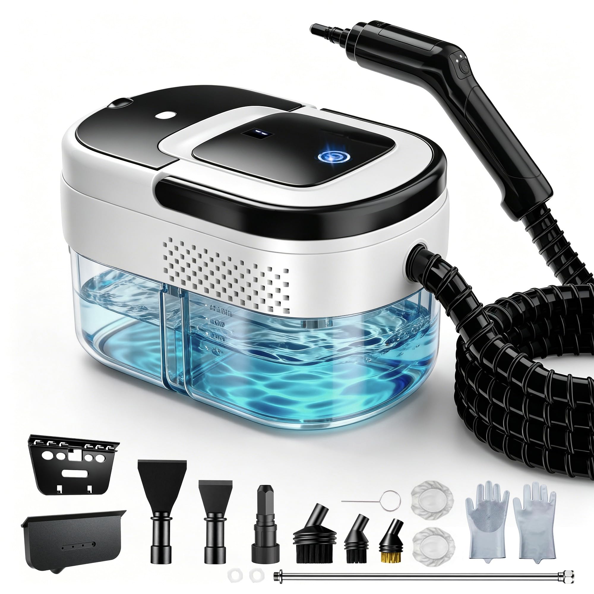Limpiador de Vapor 2500W, 3 Niveles, 1600ml, 13 Accesorios, sin Químicos | Vaporeta Limpieza Hogar, Calentamiento en 15s, para Suelos, Cocina, Ventanas, Coche y Juntas
