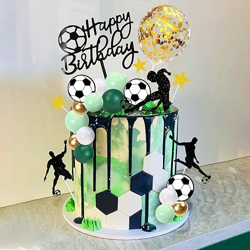 Miniatura 4 de 32 piezas de decoración de pastel de fútbol, decoración de pastel de jugador de pelota de fútbol para fútbol, fútbol, cumpleaños, suministros de