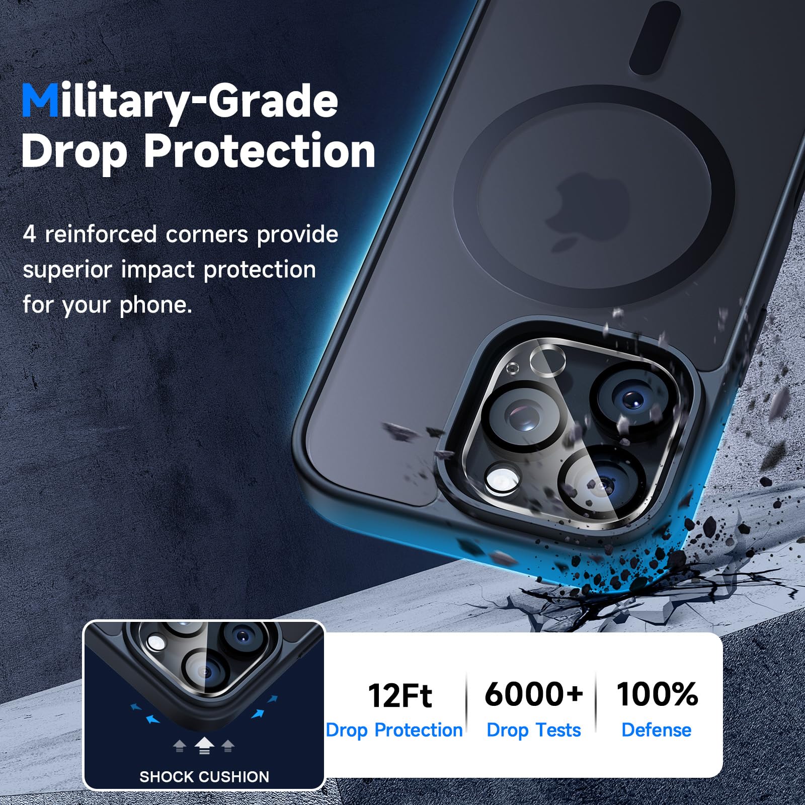 seacosmo 5 in 1 Magnetic for iPhone 16 Pro Case with 2X HD Screen Protector + 2X Camera Lens Protector - Image 3
