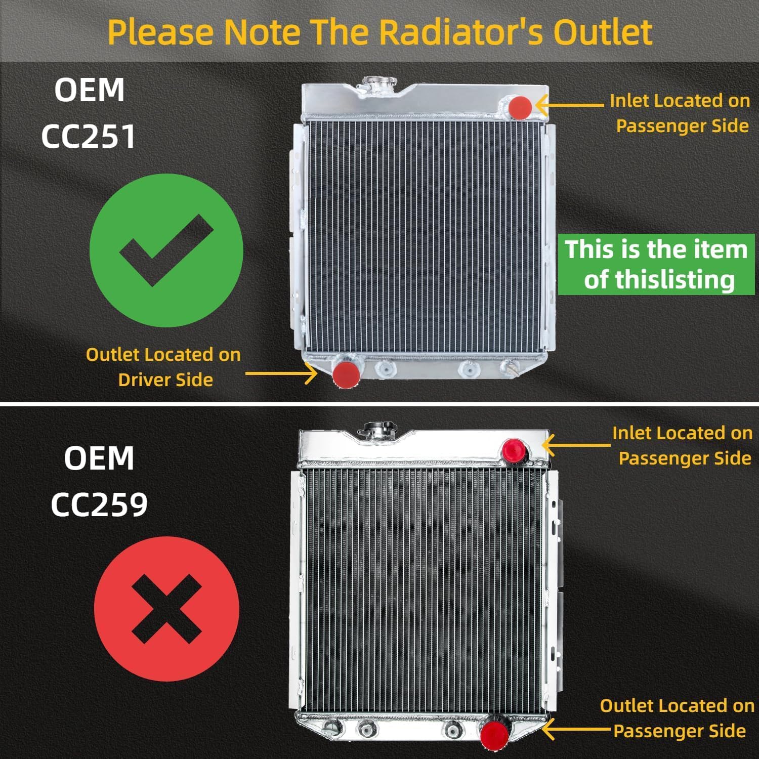 3 Row Aluminum Radiator Compatible With For 60-65 Ford Falcon Ranchero, 65-66 Ford Mustang 61-65 Mercury Comet V8 all Aluminum Radiador for 60-66 automotive replacement engine radiators CC251