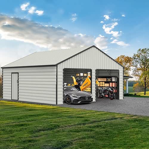 Ball & Cast 23x22 FT Outdoor Double Garage Metal Shed,Heavy