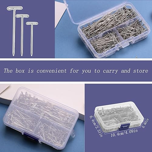Miniatura 5 de 300 alfileres en T, de 1 pulgada, 1.5 pulgadas, 2 pulgadas, tres tamaños en forma de T, pasadores de peluca de acero inoxidable para pelucas,