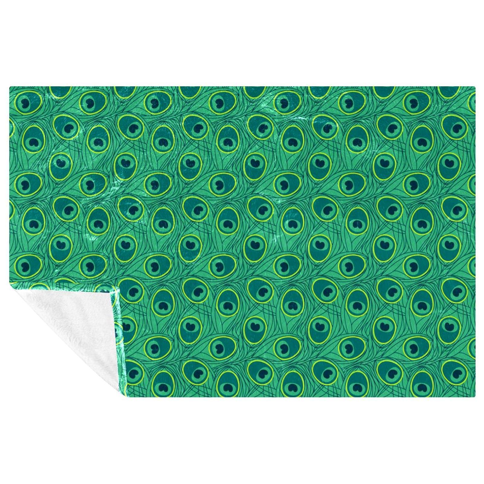 Couverture chaude motif paon 150x100 plaid lit canapé pique-nique camping