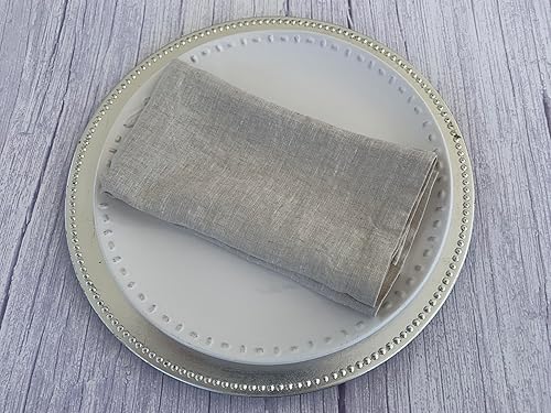 Miniatura 5 de Servilletas de lino 100% lino francés, servilletas de tela de lino puro lavado a la piedra, tamaño 18 x 18 pulgadas, juego de 4 unidades (avena