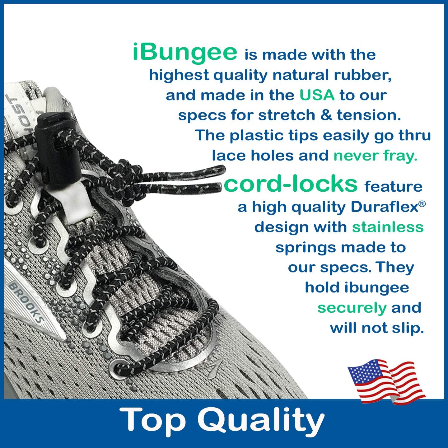 iBungee Laces (Elastic No Tie Shoelaces) (Made in the USA) : Clothing, Shoes & Jewelry