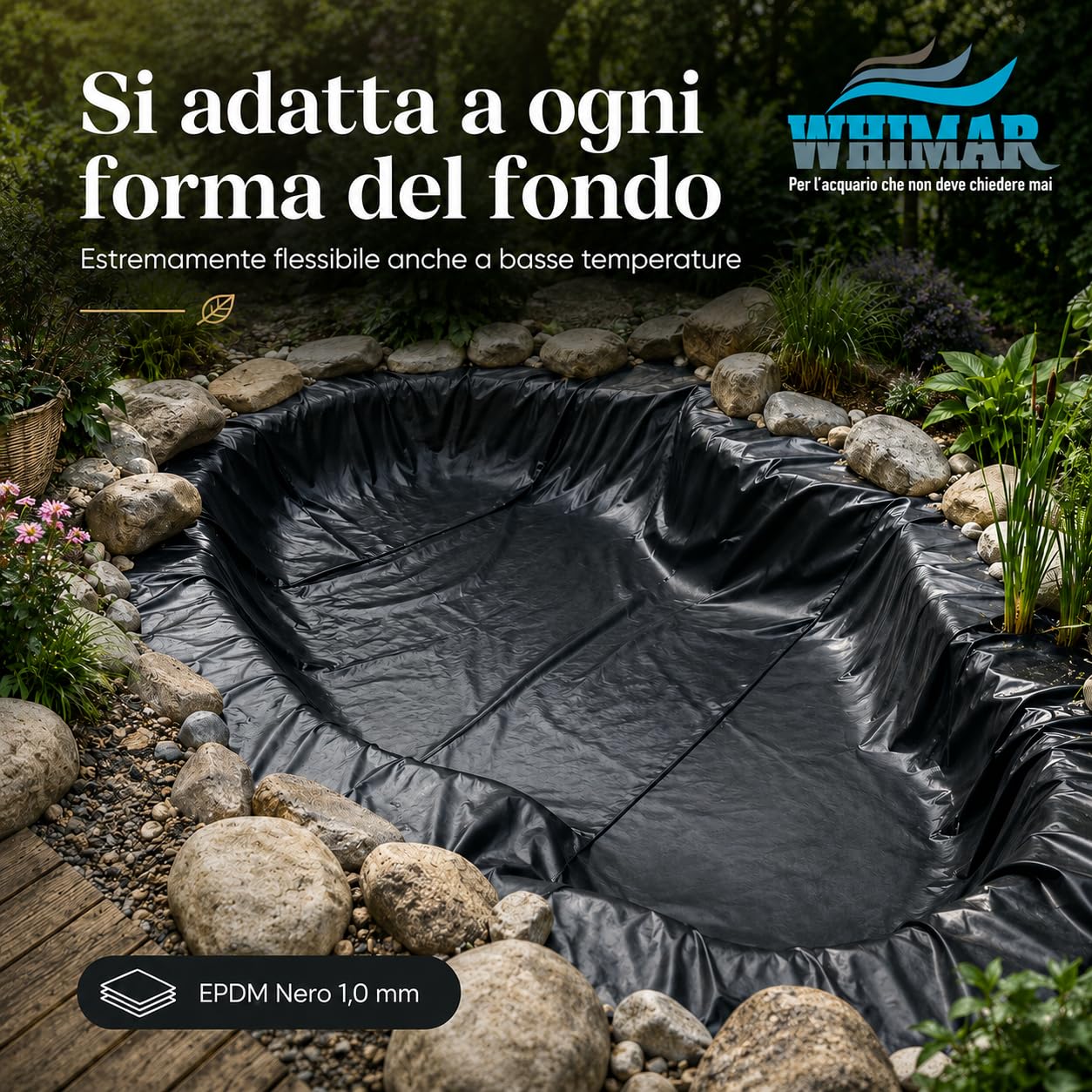 Whimar Telo in EPDM Nero Stabilizzato UV Spessore 1mm per Laghetto o Stagno - Made in Germany (4,5 x 6 mt 1mm)