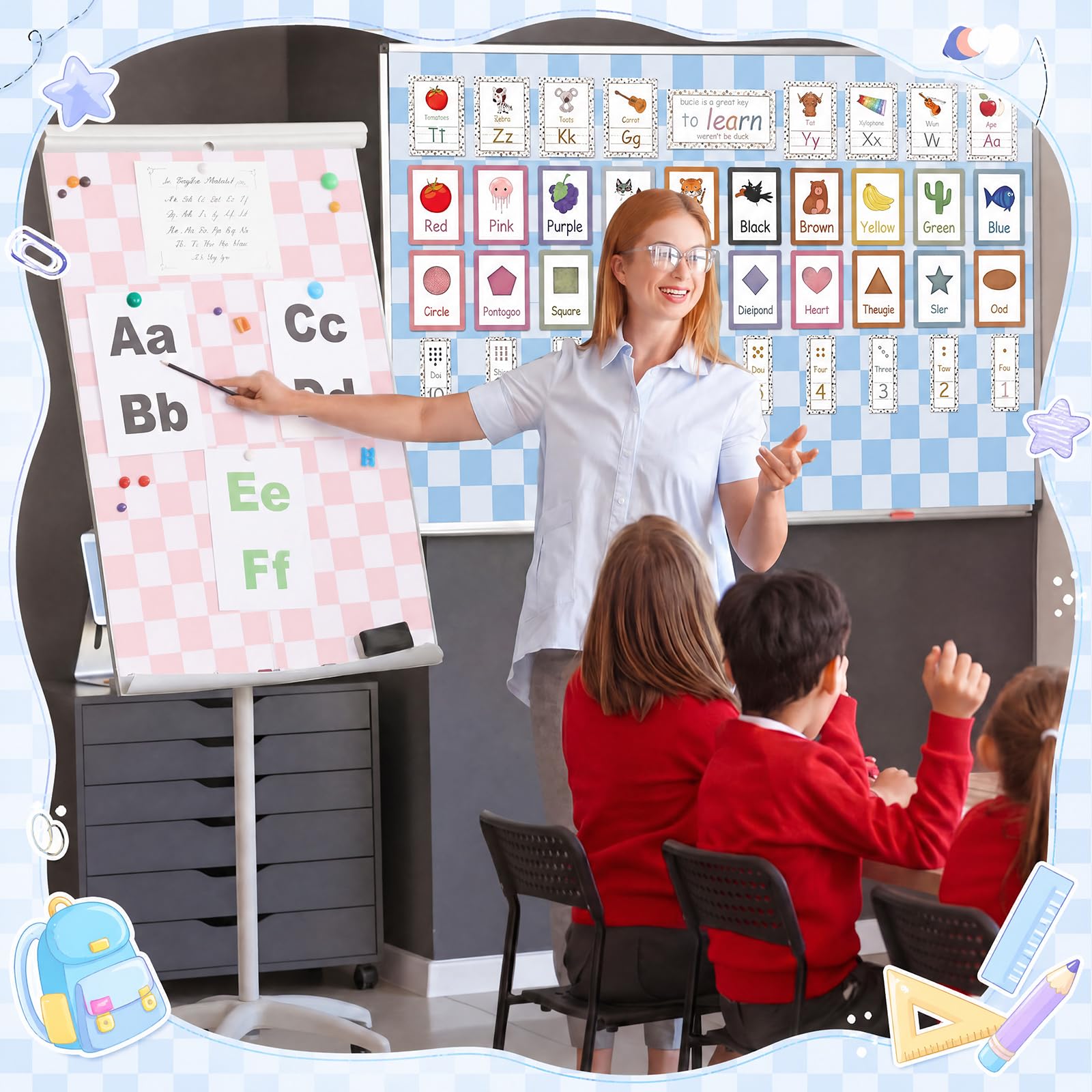 Funrous 6 rollos de papel de tablero de anuncios a cuadros, tablero de anuncios de regreso a clases, papel de fondo recubierto de papel para decoración de aula para profesores, decoración de pared