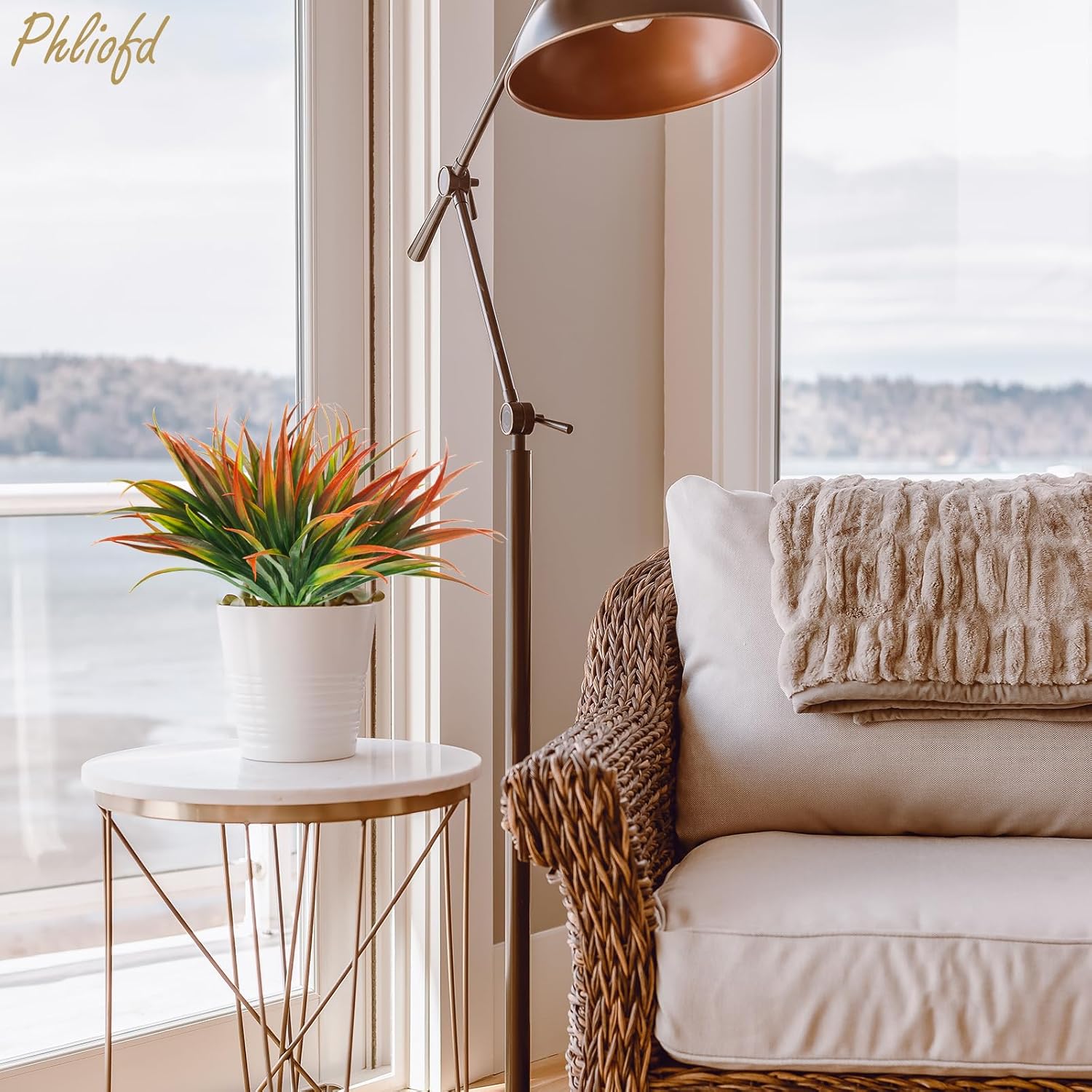 6Pcs Artificial Grass Fake Plants 17.3in Outdoor Plastic Plants UV Resistant Greenery Fake Grass for Home Window Garden Office Patio Hanging Planter Pathway Front Porch Décor Red - Image 4