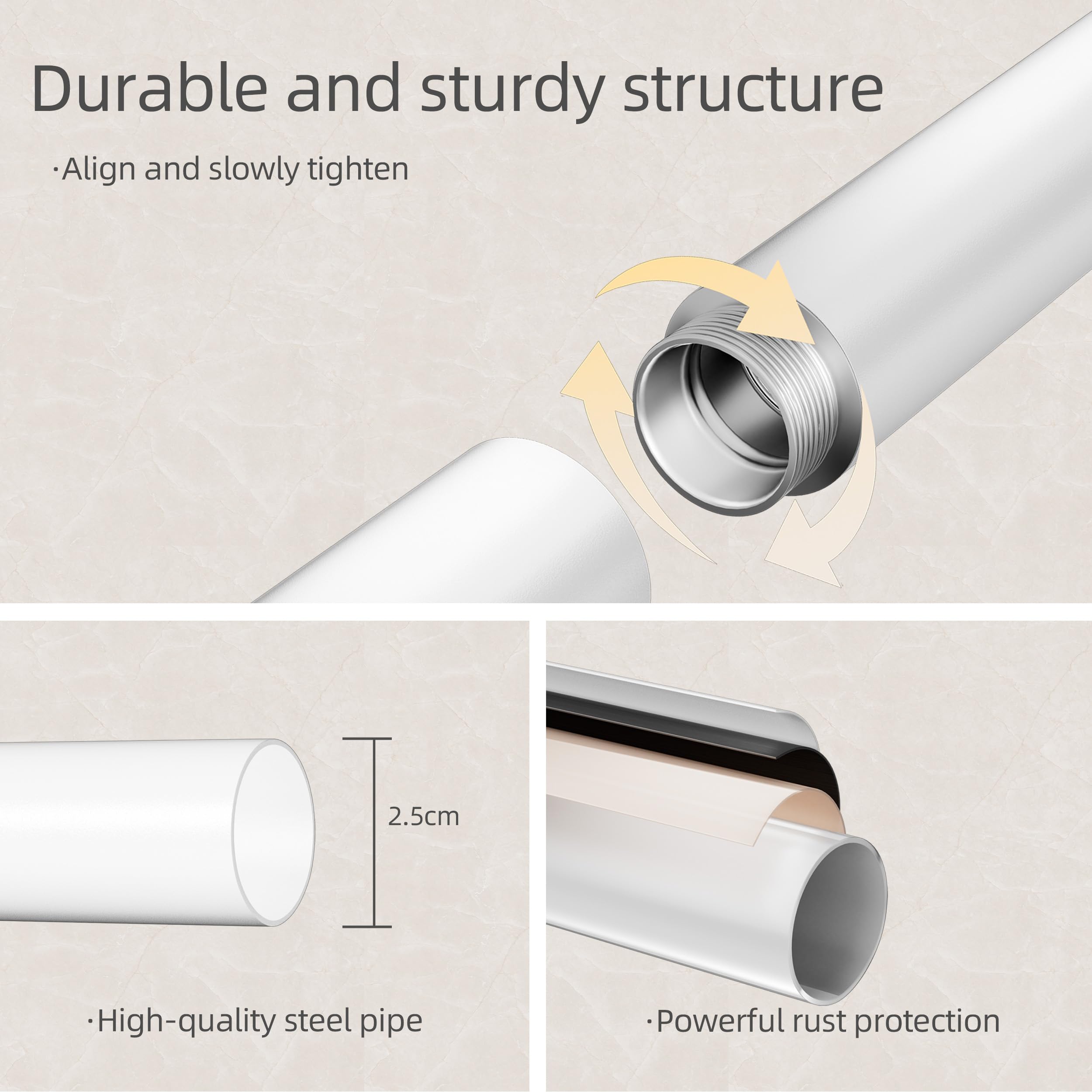 OUTBROS Porte-Serviettes sur Pied,3 Tubes en Acier Suspendus,Convient pour Les Chambres De Salle De Bains,Porte - Serviettes Salle De Bain,39x26x90cm,Blanc,EYJ108W