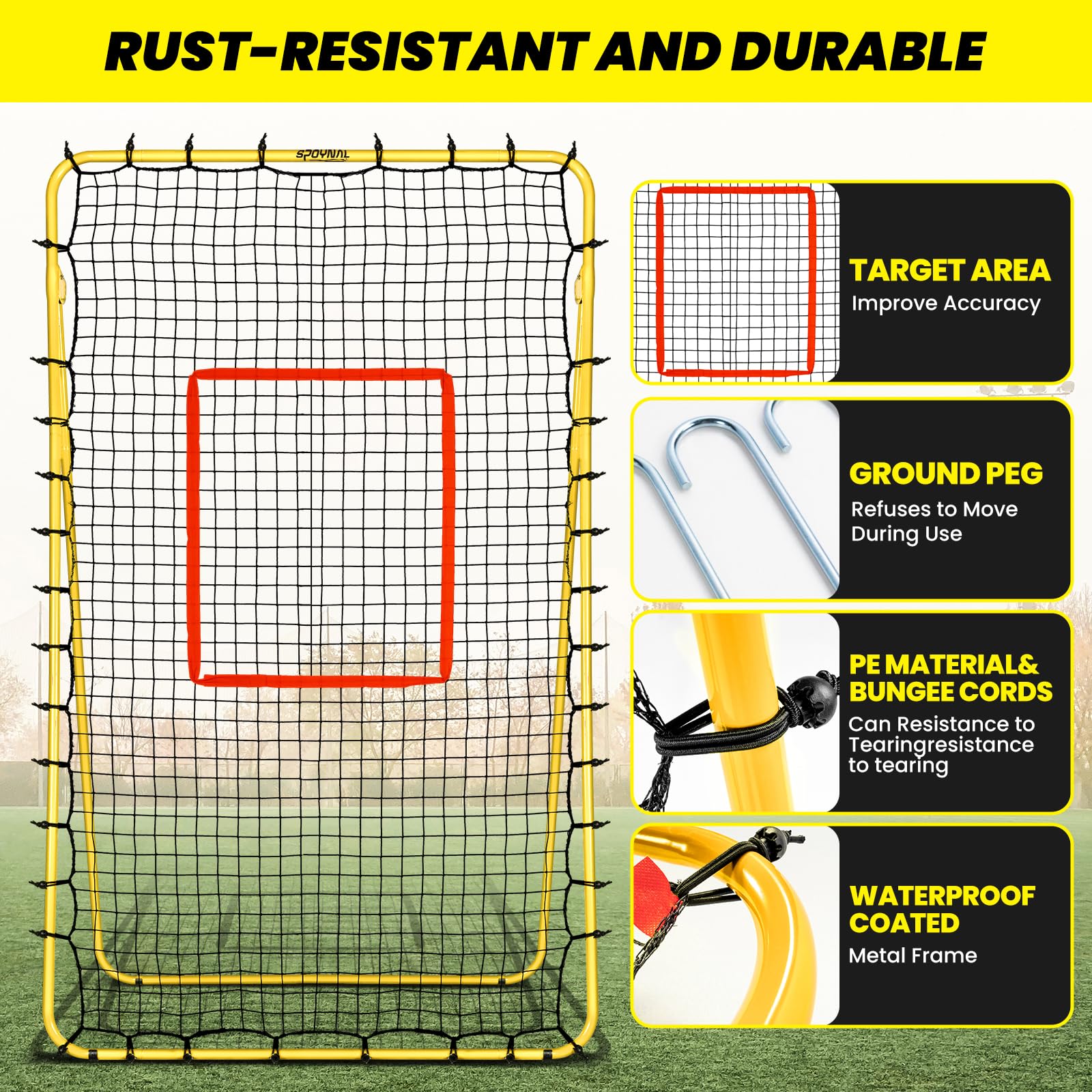 Volleyball Rebounder Netz 4x7 ft: Training mit PE-Metall. Robust, portabel & einfach aufzubauen. Perfekt für sportliche Übungen zu Hause oder im Garten. Fördert Technik und Kondition zuverlässig.