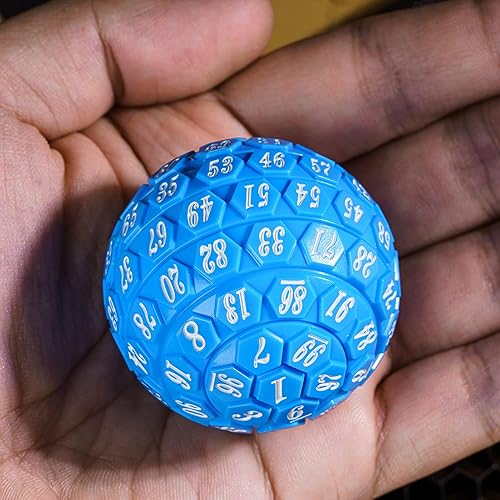 Vista 77 de Dados poliédricos de 100 caras, dados de juego individuales D100, cubo de 100 lados con bolsa negra, dado D100 de 1.890 in (rosa con número azul)
