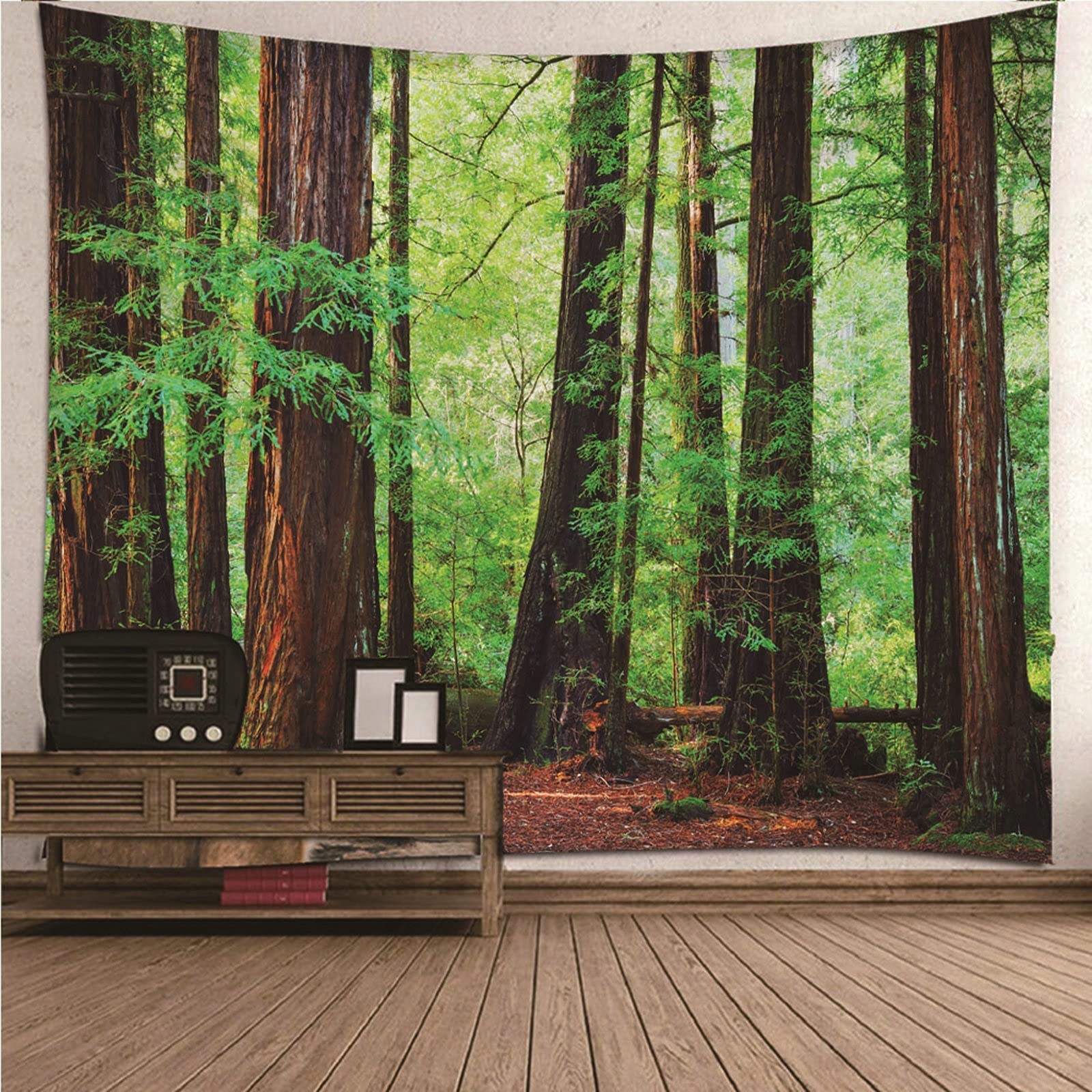 Aeici Tela Mural Pared, Manta Pared Decorativa Tapiz de Pared Bosque Tapiz- Marrón Verde, 350x256CM
