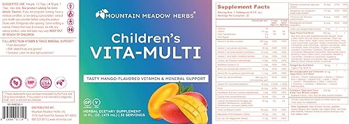 Miniatura 7 de Mountain Meadow Herbs Children's Vita-Multi Suplemento mixto de vitaminas y minerales  Vitaminas líquidas de rápida absorción para niños con frutas,