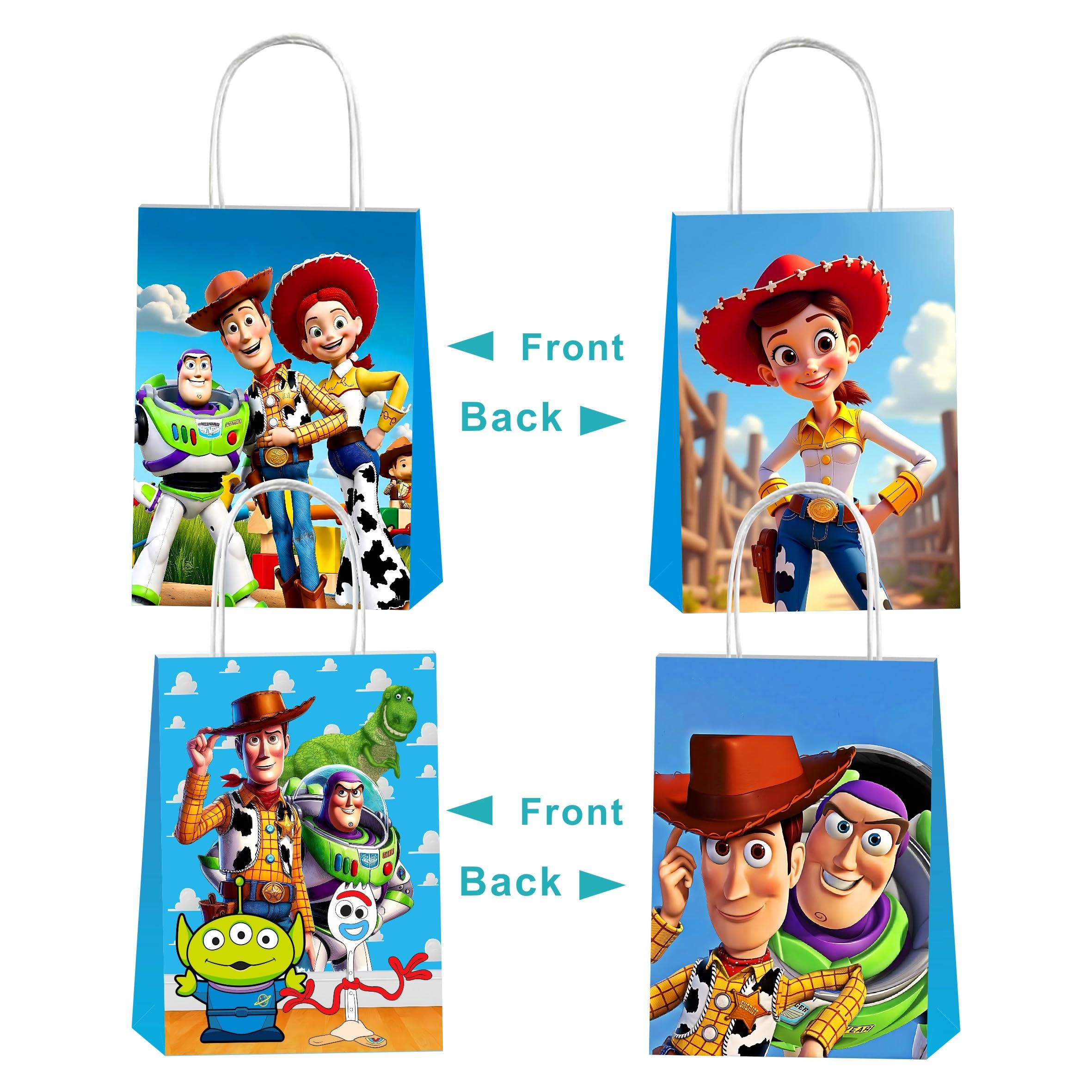 Kuailaihai 12pcs Cartoon For Toy Inspired Story Party Gift Bags with Handles,Cartoon Birthday Party Supplies for Party Decorations.