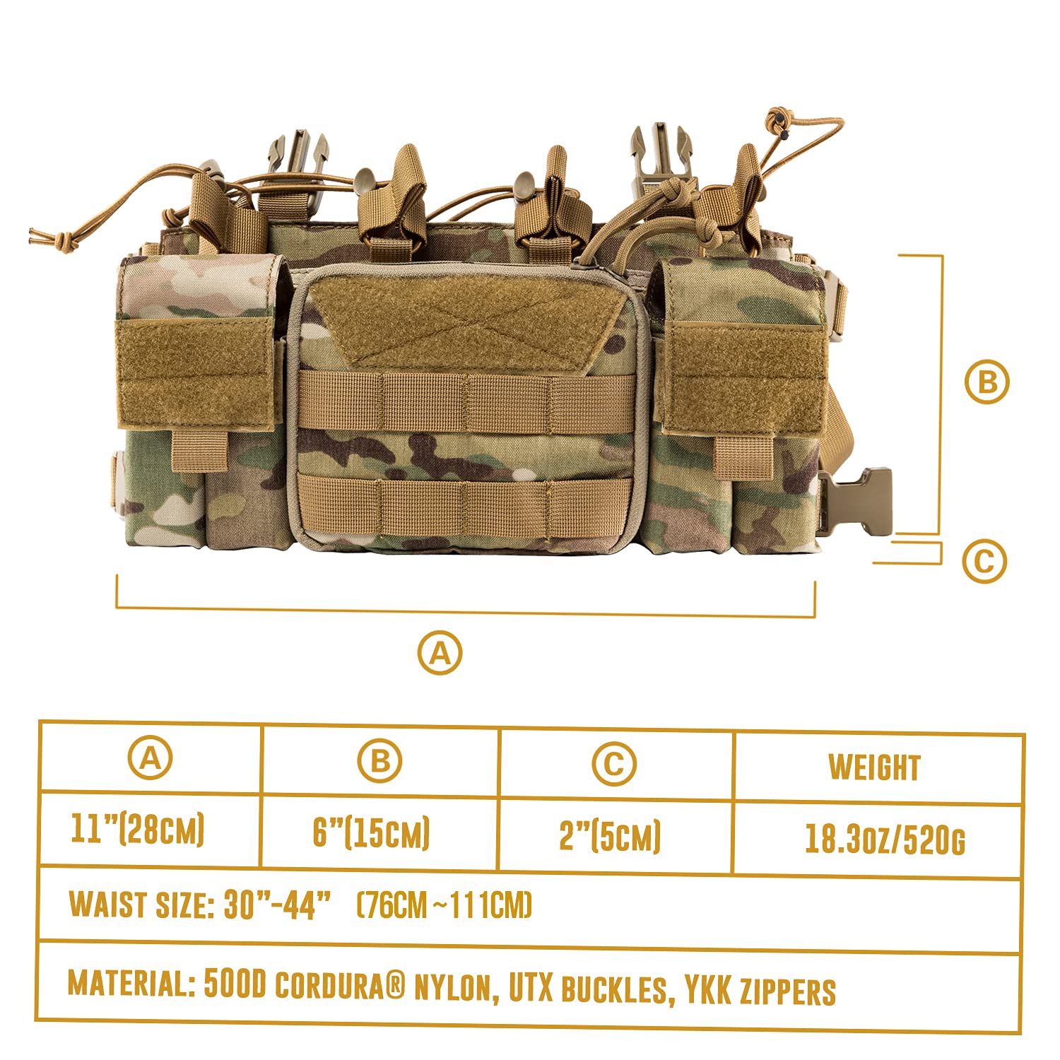 OneTigris Gilet Funzionale tattico Molle Rig in Torace