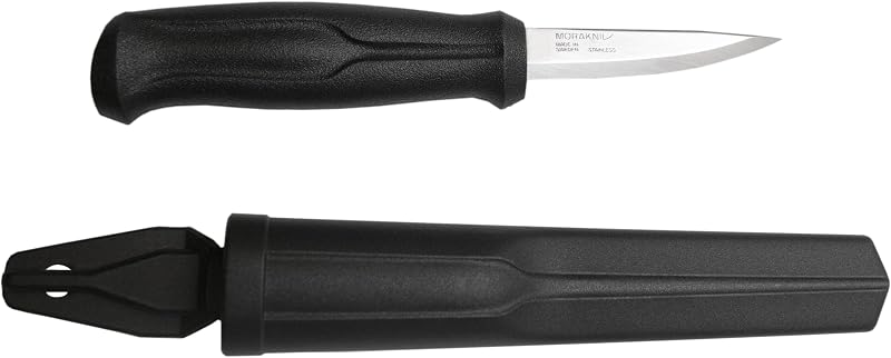 Morakniv Woodcarving Basic Sandvik Stainless Steel Wood Carving Knife With Sheath, 3 Inch