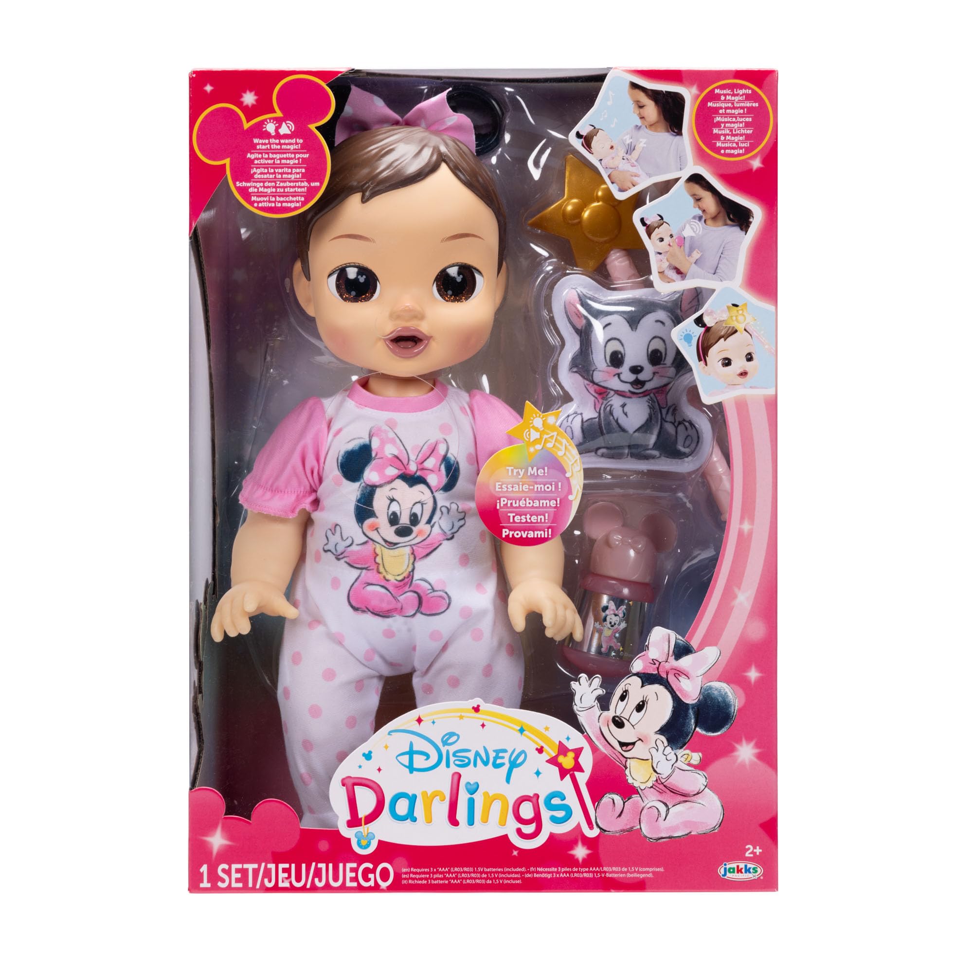 Disney Bambola interattiva deluxe Darlings Minnie Mouse 13" / 33cm | prodotto con licenza ufficiale Jakks Pacific, funzioni interattive, accessori inclusi, regalo per bambine dai 3 anni in su