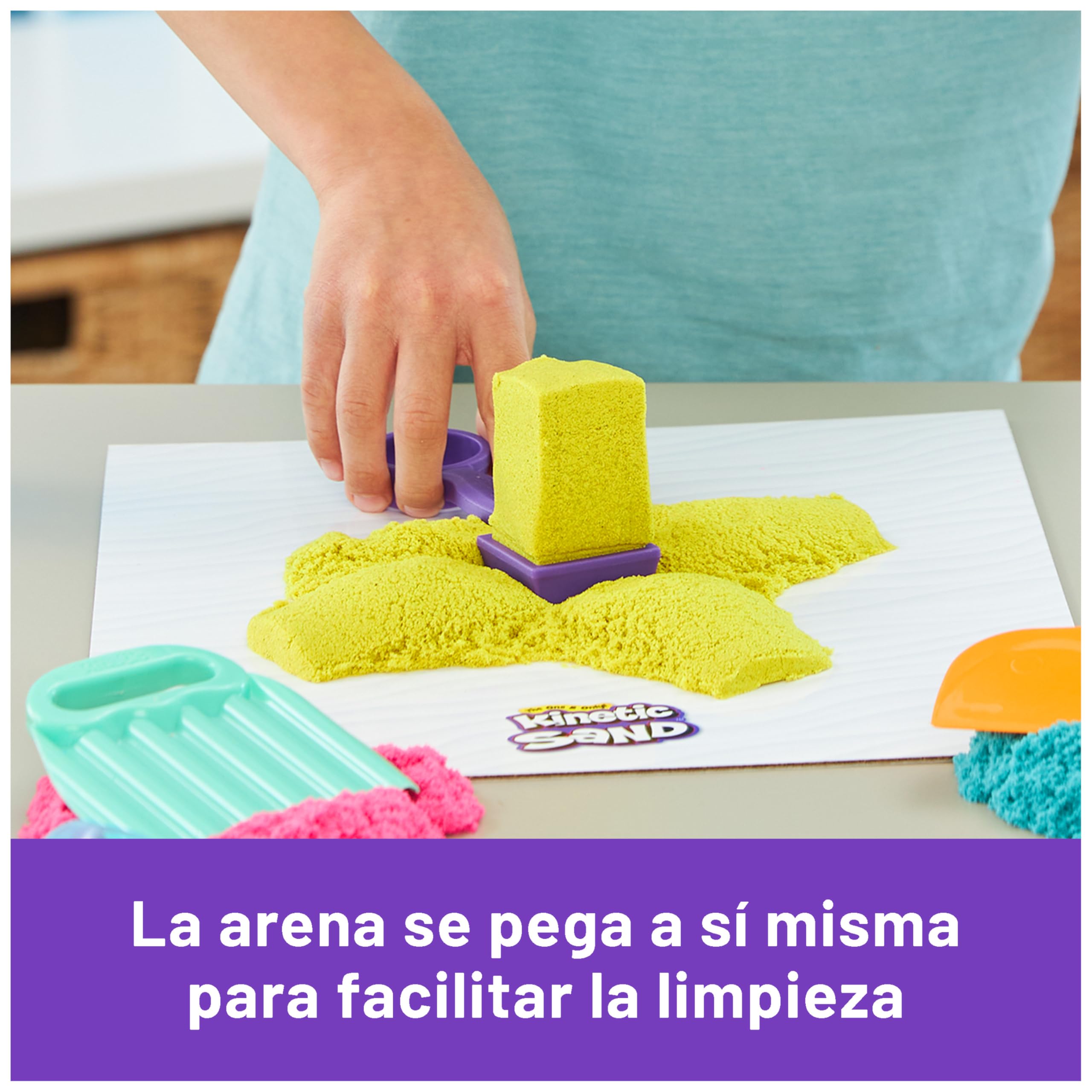 Kinetic Sand - Ultimate Sandisfying - 907 g de Arena Mágica Rosa, Amarilla y Azul + Moldes y Herramientas - Kit Manualidades Niños - Juguetes Sensoriales - Juguetes Niños 7 Años + - Arena Kinetica