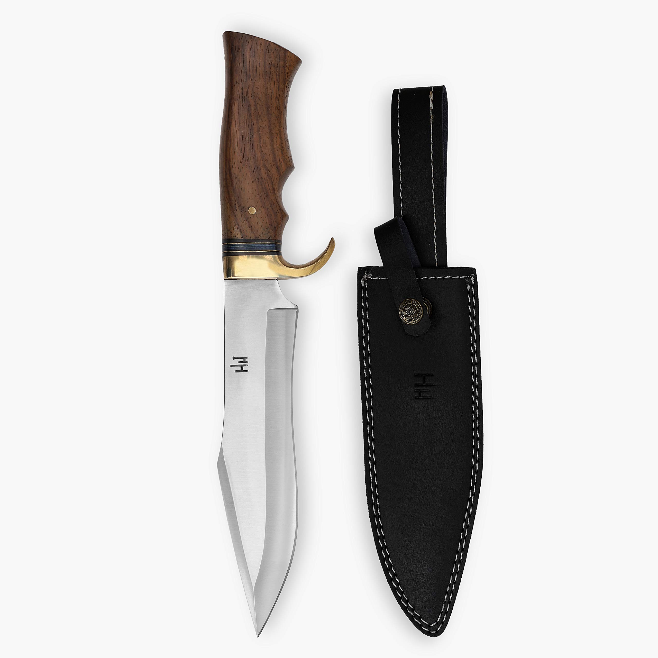 Hobby Hut HH-340 Coltello da Caccia con Fodero, 34,29 cm Coltello Bushcraft in Acciaio 420C, Coltello a Lama Fissa, Manico in Legno di Noce Progettato per la Caccia e Il Campeggio