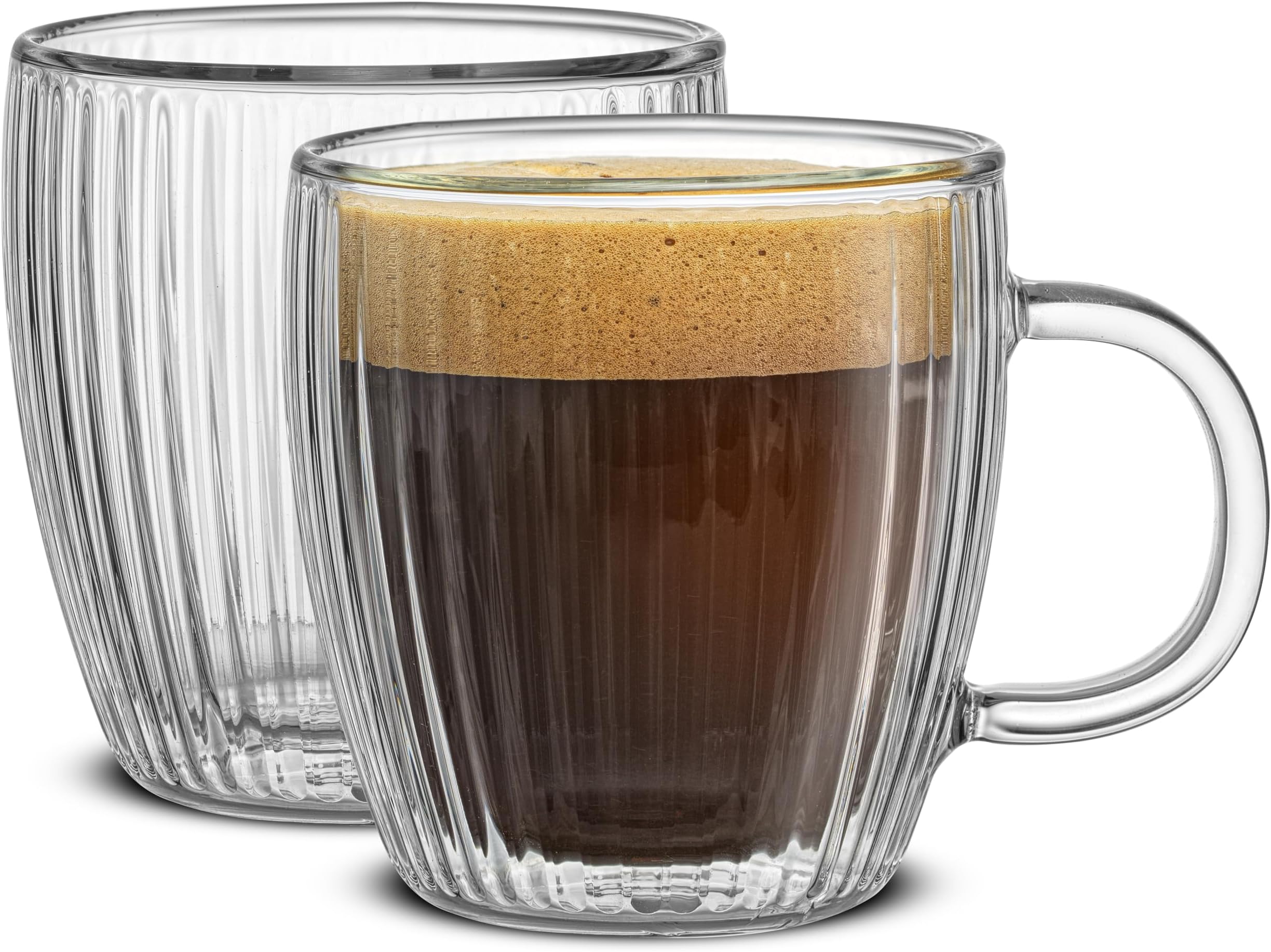 Amazon.com: JoyJolt Savor set of 4 espresso cups - 2 fluted and 2 non ...