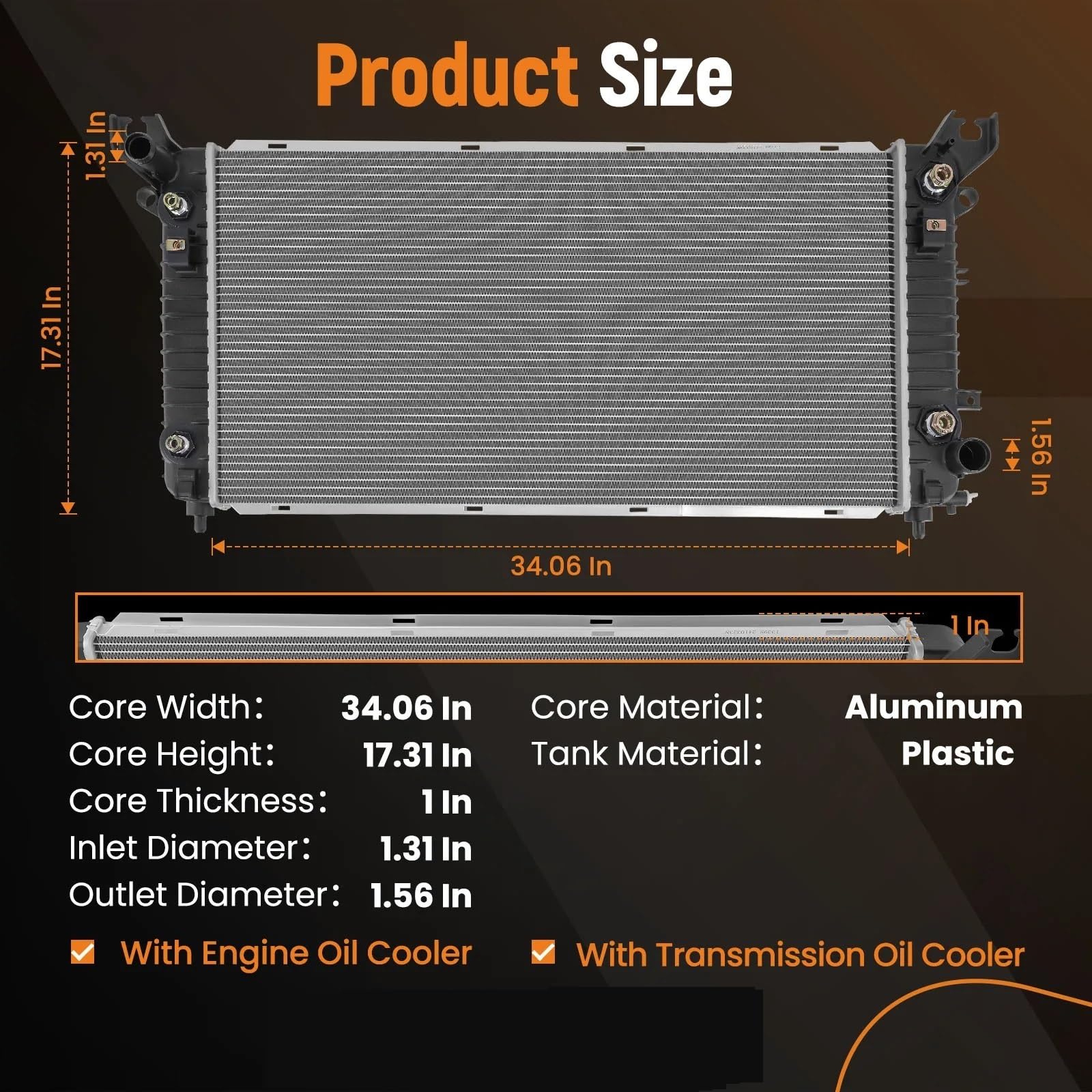 Radiatora Steam Deck Aluminiowa chłodnica do Chevrolet Silverado 1500 5,3 l lub 6,2 l z lat 2014-2015 CU13397 do GMC Yukon XL 1500 z 2014 r. Radiator przewodzącym
