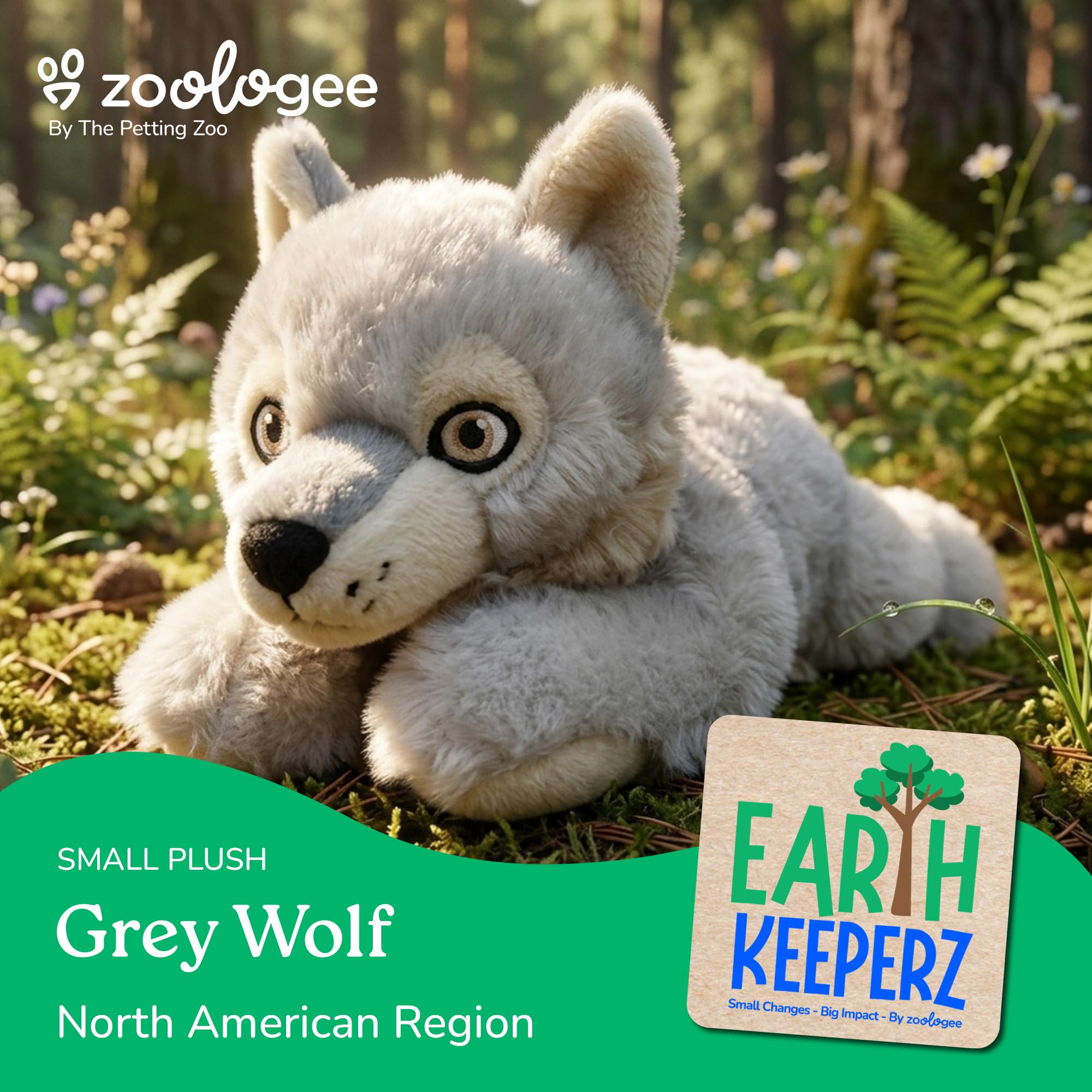 Amazon.com: The Petting Zoo Grey Wolf Stuffed Animal Plushie