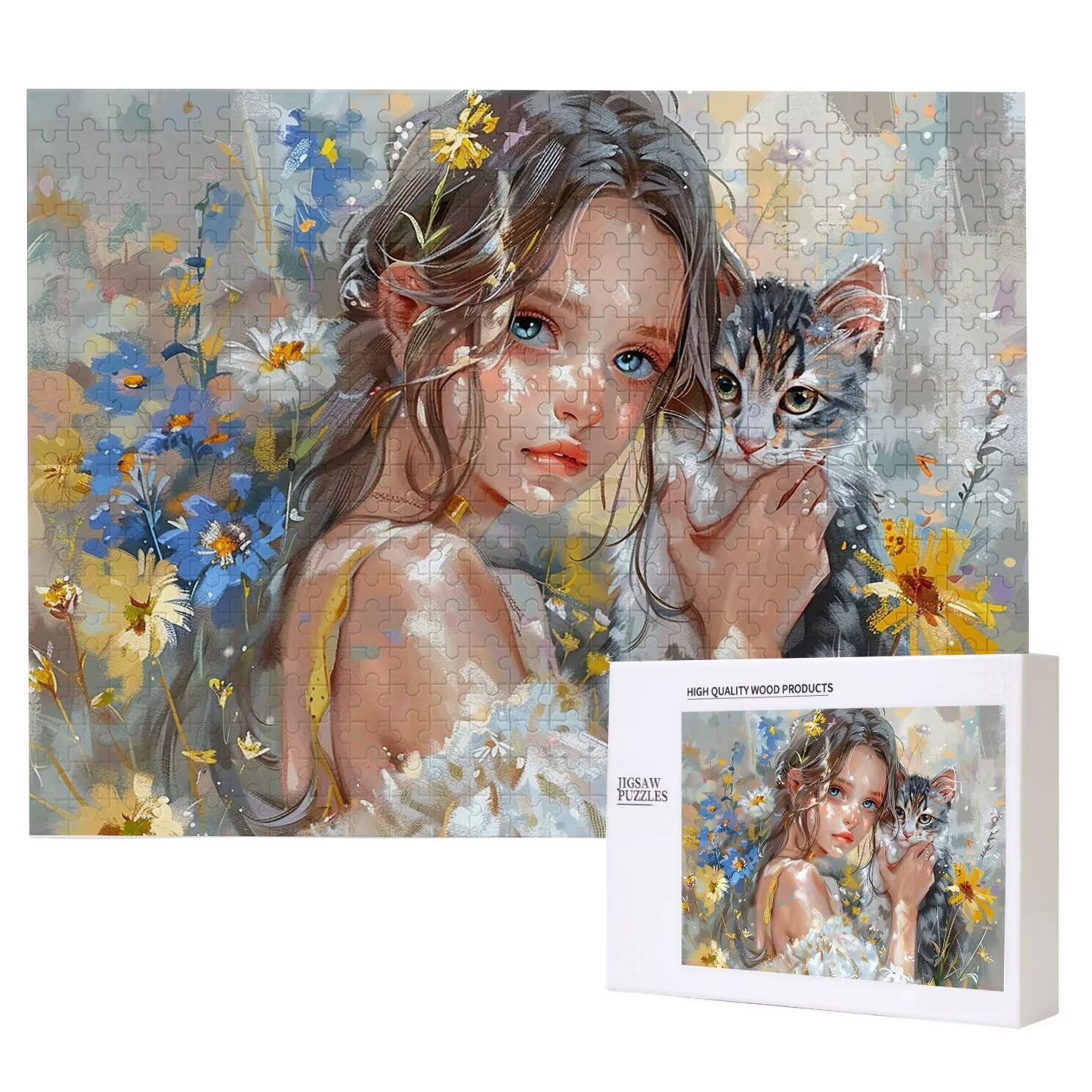 Jigsaw Puzzle, 2000 Pezzi Puzzle Classici, Donna. Puzzle Rilassamento Intelligence, Mpossibile Difficile Puzzles impegnativo per adulti Puzzles per Gioco Familiare, Regalo per Amore Amico Gatto K0F885