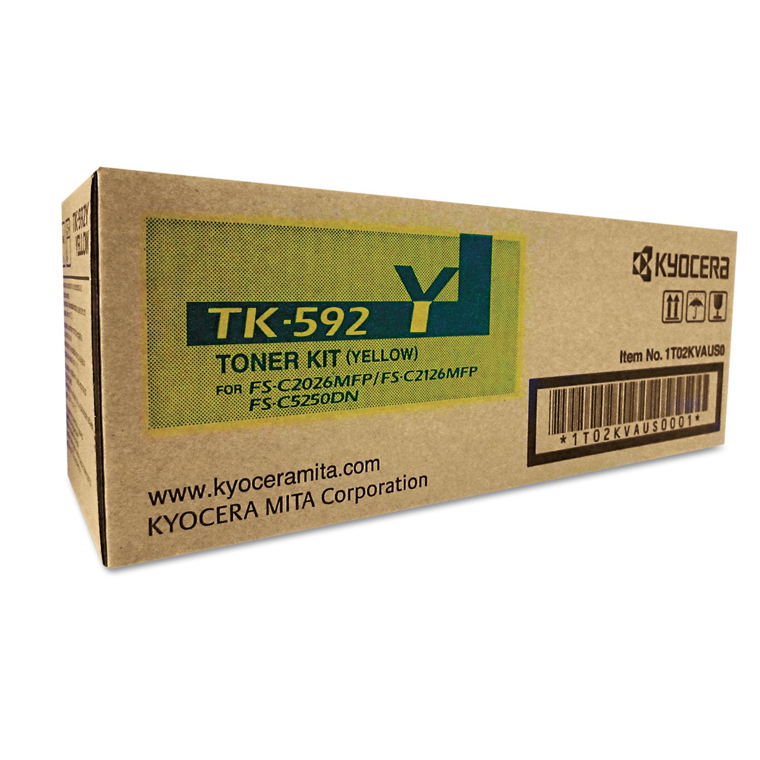 KYOCERAMita TK-592Y 1T02KVAUS0 FS-C2026 C2126 C2526 C5250 M6026 P6026 Toner Cartridge (Yellow) in Retail Packaging