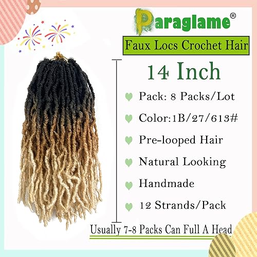 Miniatura 2 de Rastas sintéticas de ganchillo de cabello sintético ombré de 14 pulgadas, 8 paquetes de trenzas de ganchillo preenrolladas, cabello corto y suave de