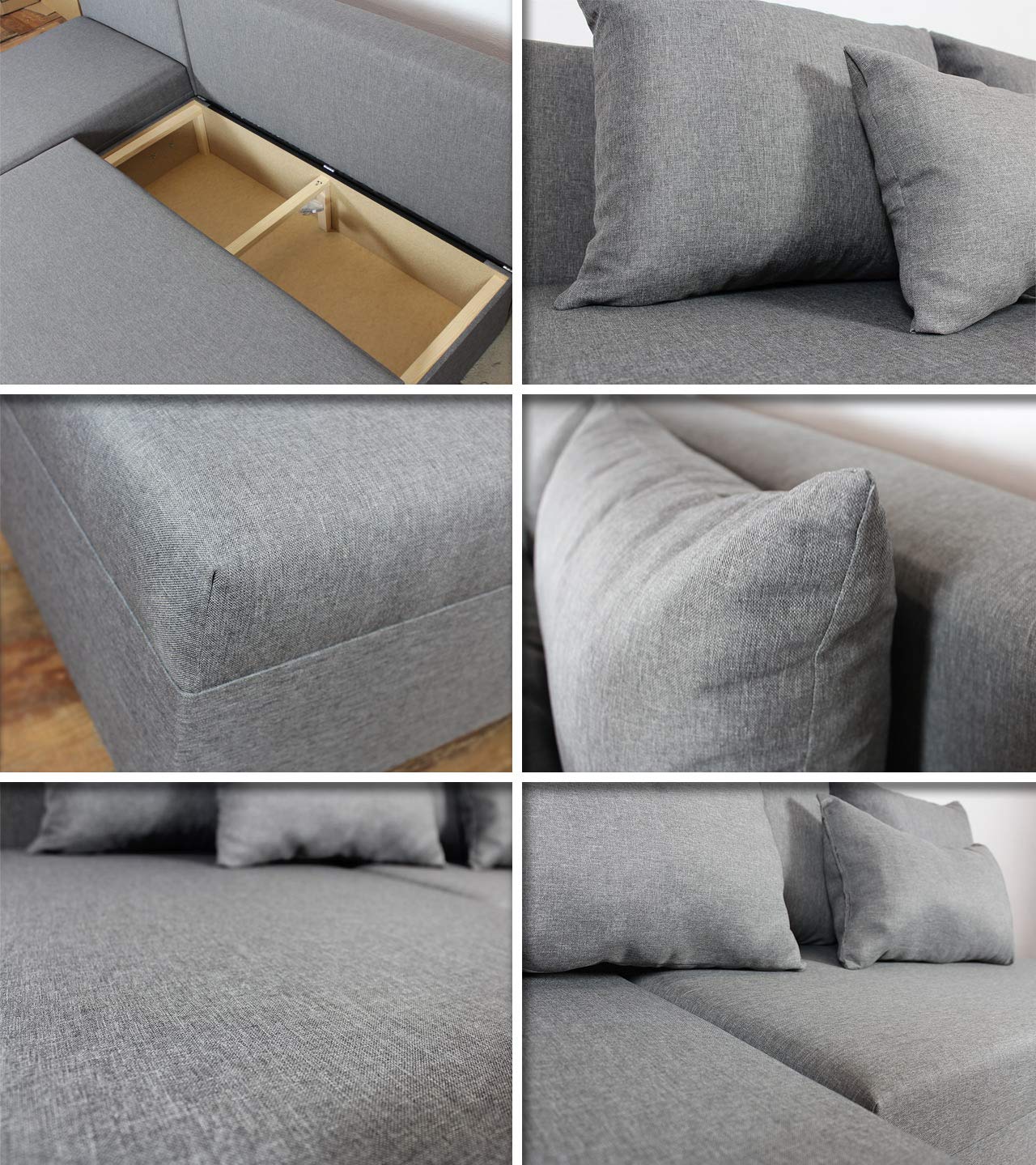 Sofnet Ecksofa Pono mit Schlaffunktion - Couchgarnitur, Eckcouch, Sofa, Sofagarnitur, Bettsofa, L-Form Couch, Schlafsofa - Ottomane Universal (Schwarz (Sawana 14))