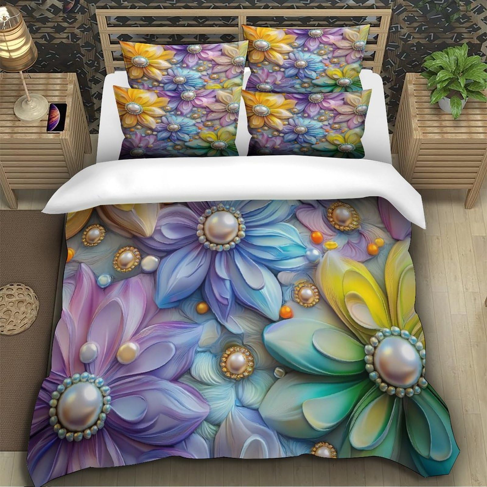 Flamingo-Pärchen Bettbezug 3D Gedruckt Weich Reißverschluss Hautfreundlich Bettdeckenbezug 3 Teilig Mikrofaser Kuschelig mit Kissenbezug Schlafkomfort for Fans & Männer Super king（260x220cm）