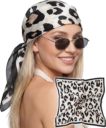 Women Scarf Hair Bandanas Square Neckerchief 27.5"Satin Emulation Silk Wrap