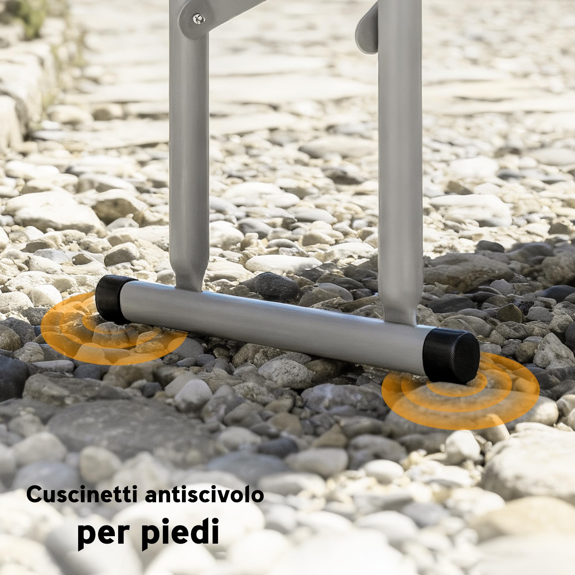 Outsunny Set Tavolo da Campeggio Pieghevole con 2 Sedie, Tavolo da Pic Nic e 2 Panche da Esterno, Set Tavolino Campeggio con Maniglie in HDPE e Metallo, per Picnic, Mare, Spiaggia, Giardino, Bianco
