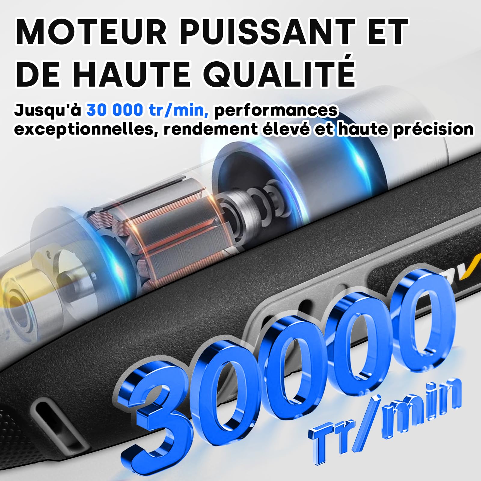 Enventor 8V Outil Rotatifs Multifonction Sans Fil, Mini Perceuse Sans Fil, 2 000 mAh, 5-Vitesses, 30 000 RPM Max, 125 Accessoires pour Sculpture, PonçAge, Polissage, DéCoupe, PerçAge