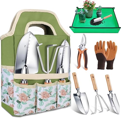 Kynup Herramientas de jardinería, juego de herramientas de jardín, 7 piezas, kit de jardinería con pala, herramienta de jardín de mano ideal para
