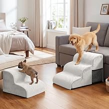 Topmart 11.8" High 2 Tiers Dog Stairs and 15.7" High 3 Tiers Dog Ramps/Steps Light Grey