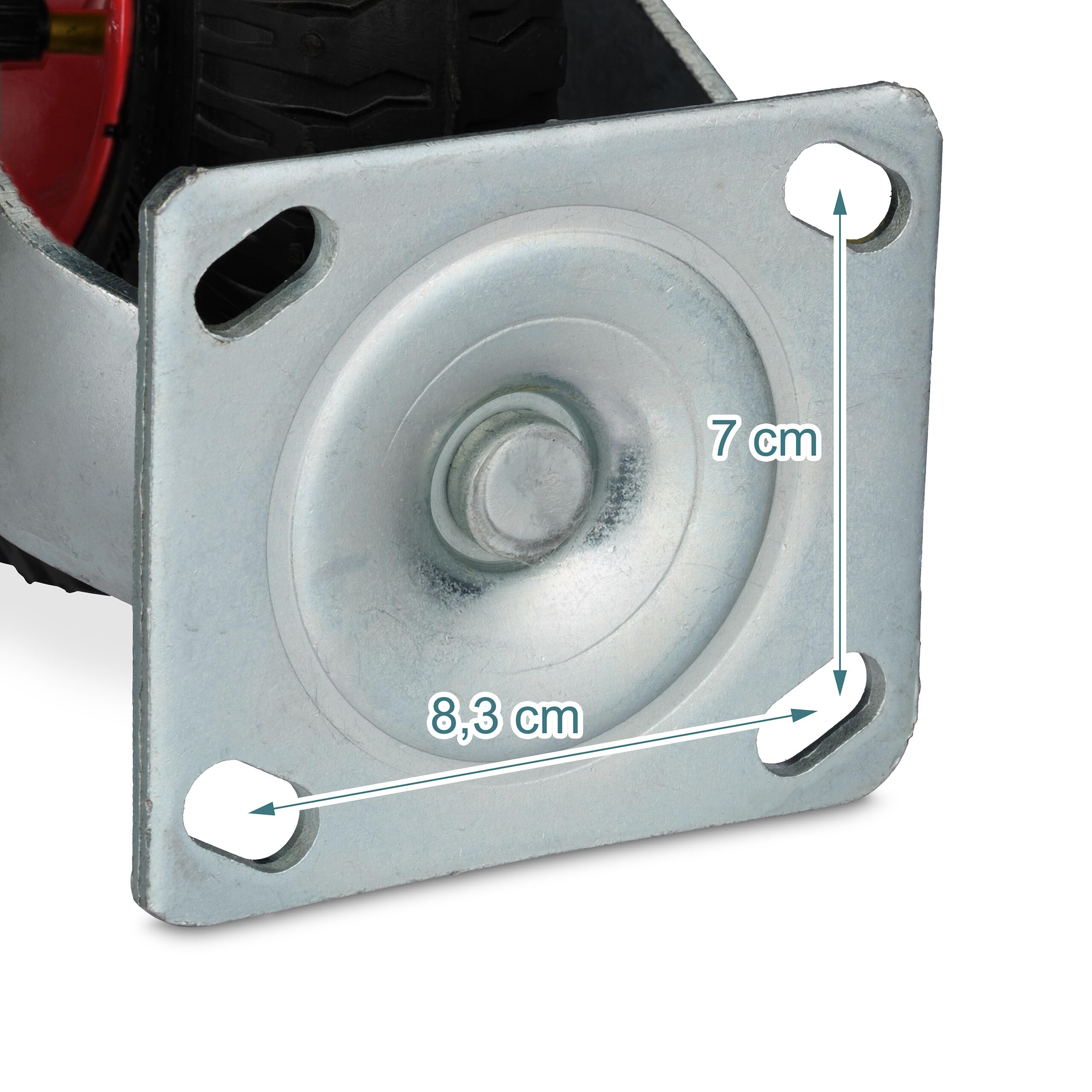 Relaxdays Lenkrolle mit Bremse, 2er Set, 3.00-4, 120 kg, schwarz/rot | luftbereift, Gummi, Stahl Platte, Schwertlastrolle