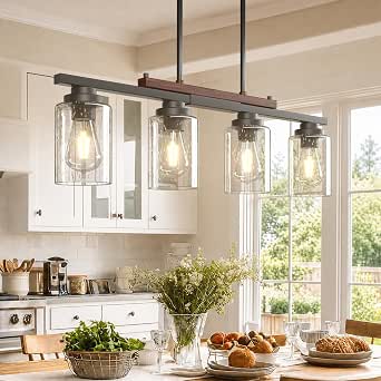 Amico 4-Light Seeded Glass Dining Room Light Fixture