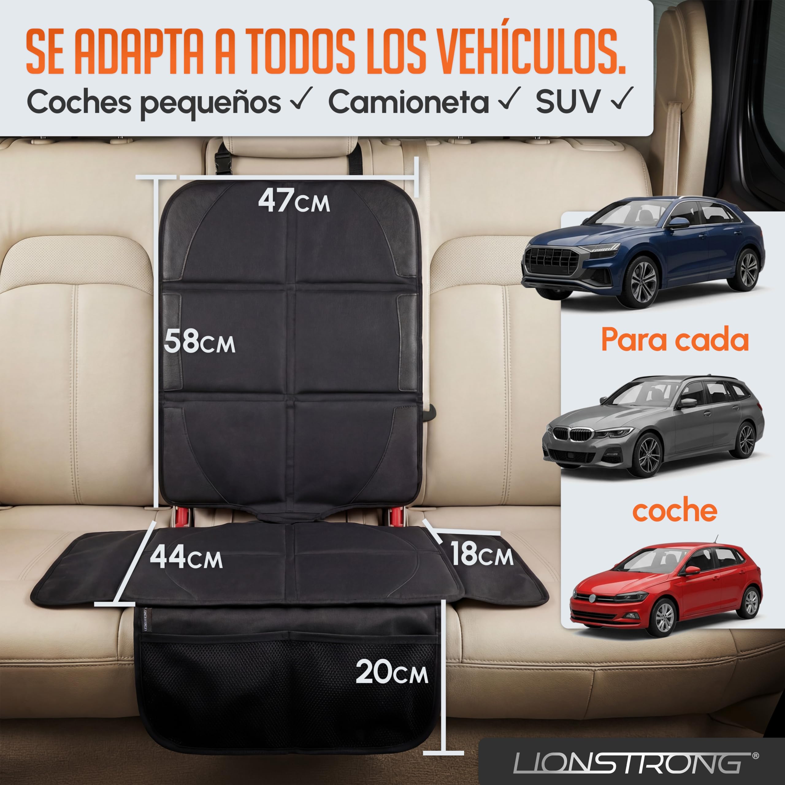 LIONSTRONG® Fundas para Sillas de Coche [Compatible ISOFIX] - Negro