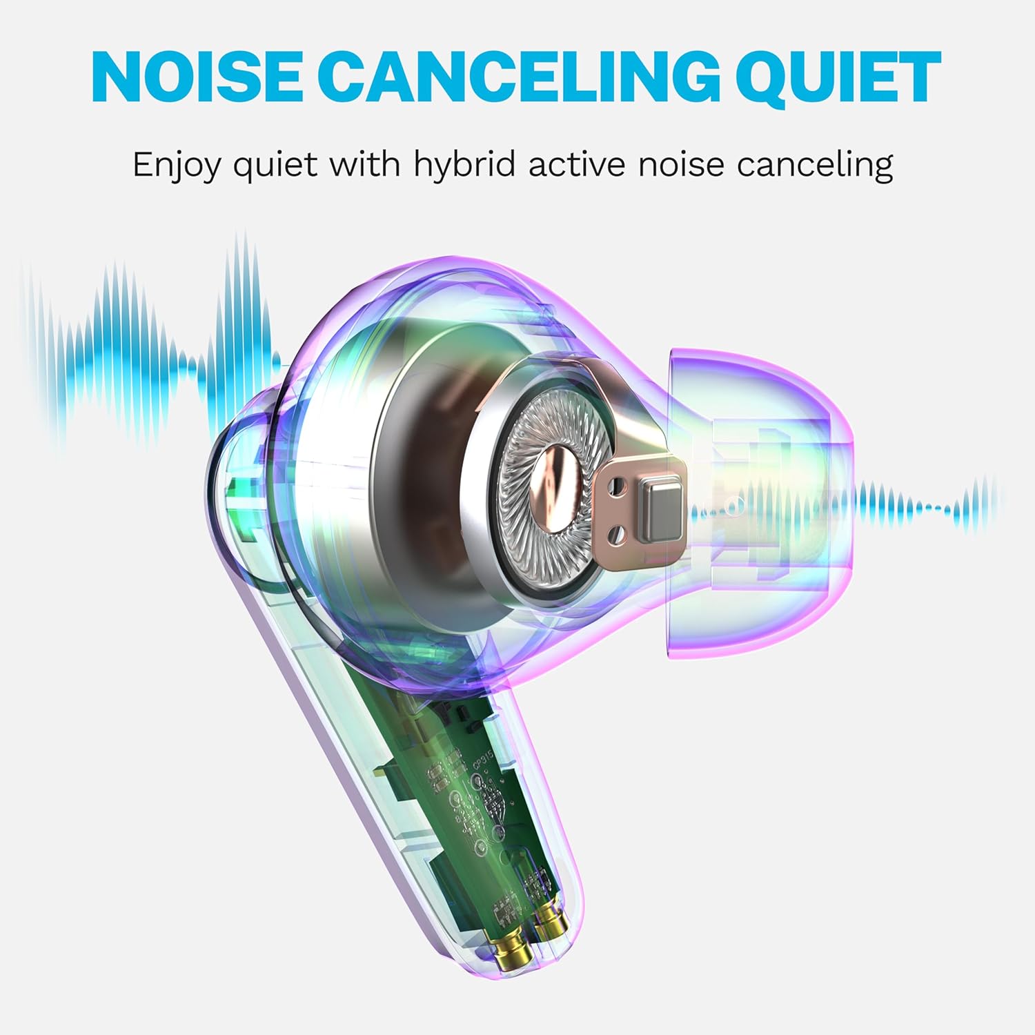 JLab Go Pods ANC True Wireless Bluetooth Earbuds & Charging Case, Hybrid Active Noise canceling + Be Aware for Safe Listening, 26+ Hours Total Playtime, Clear Calls, Custom Sound via App, Cloud White - Image 4