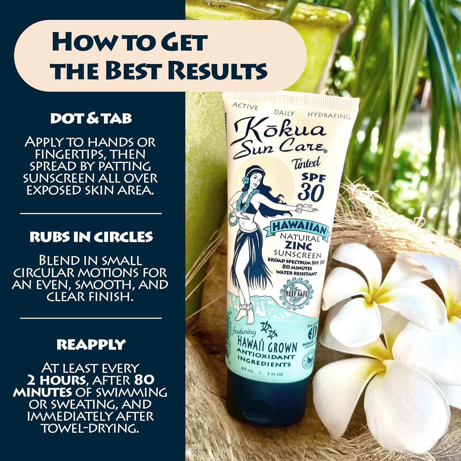 Kokua Sun Care Hawaiian Reef Safe SPF 30 | Zinc Oxide | Tinted Mineral for Face & Body | Sun Protection | Water Resistant | Chemical Free | Natural Ingredients - Image 7