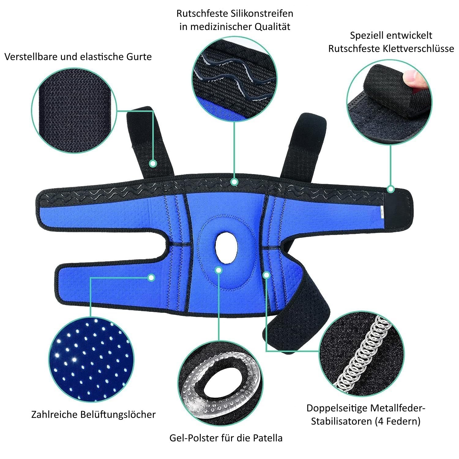 ABYON Kniebandage Verstellbare Knieorthesen mit Seitlichen Stabilisatoren und Patella-Gelpolstern für Männer Damen Knieschmerz, Meniskusriss, Arthritis, Gelenkschmerz (L/XL)