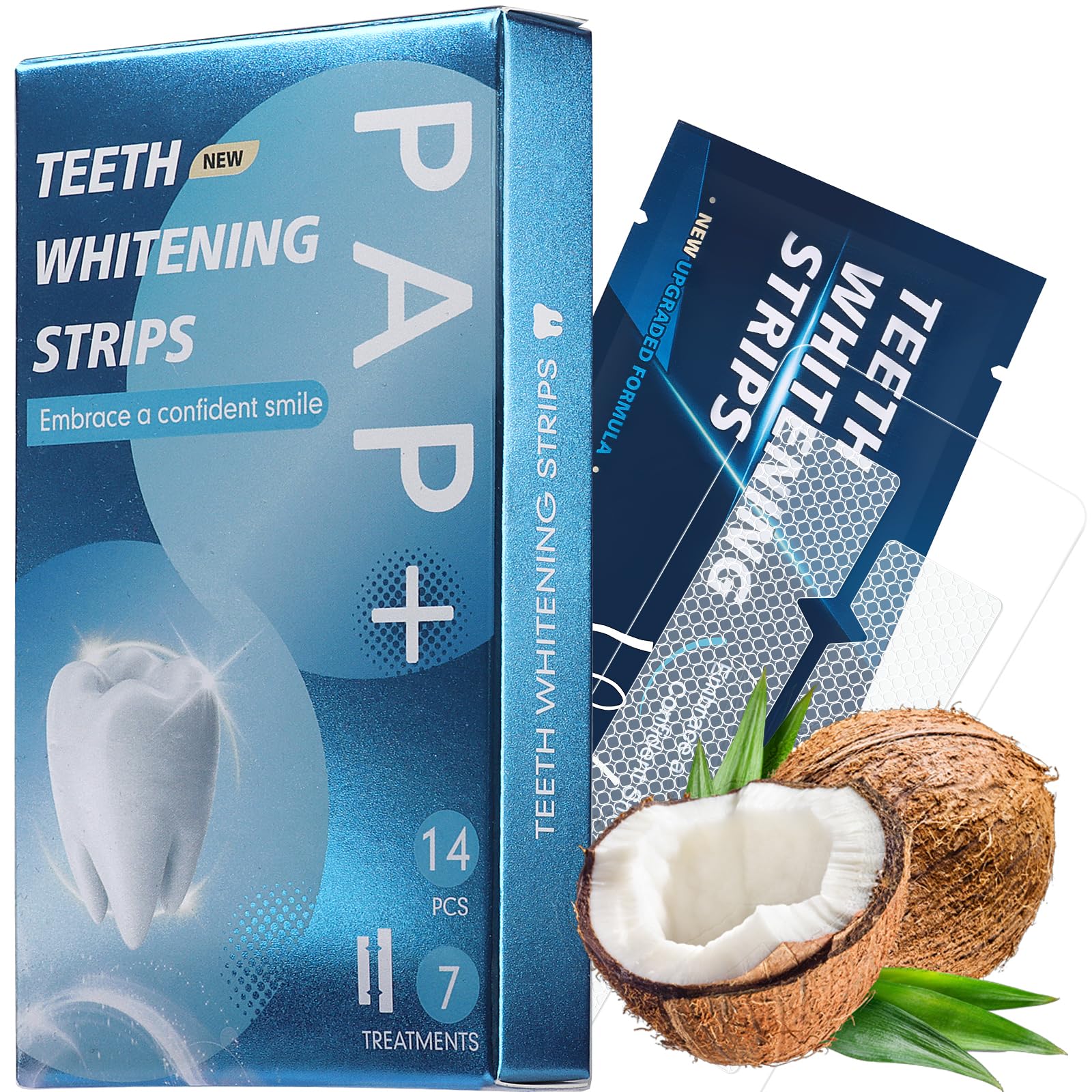 Teeth Whitening Strips - 14 Whitening Strips for Teeth Sensitive, Fast Remove Smoking, Coffee, Wine Stains, Whitening Kit Pack of 7 Non-Slip Strips Treatments