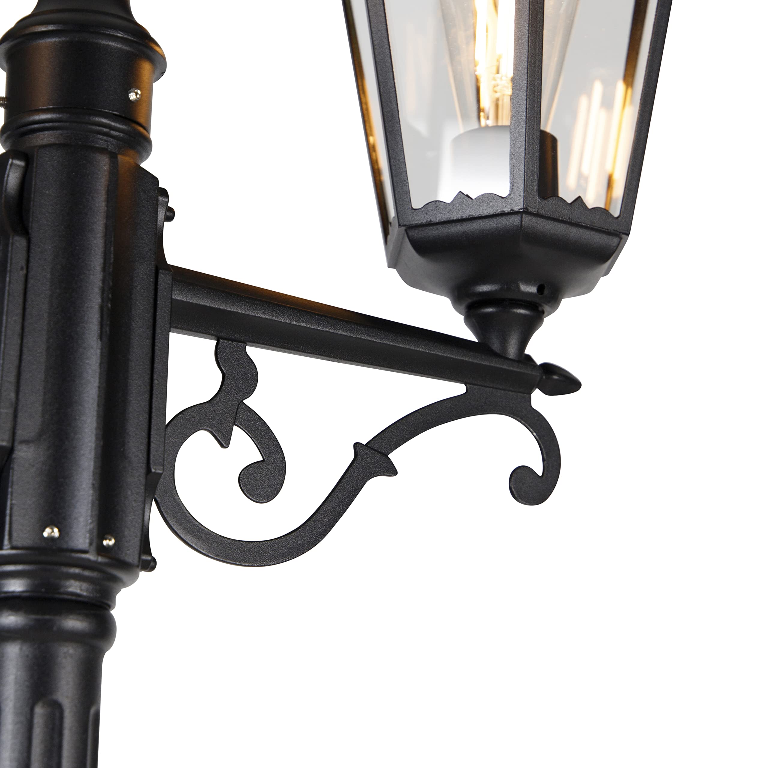 QAZQA Clásico/Antiguo Farol exterior negro 220 cm 2 luces IP44 - HAVANA Vidrio/Aluminio Alargada Adecuado para LED Max. 2 x 60 Watt