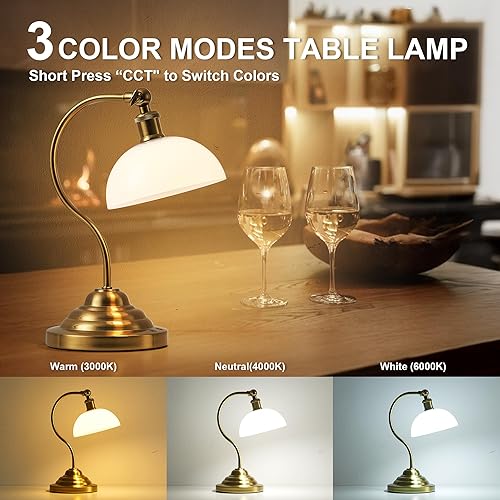 Miniatura 3 de Lámpara de mesa LED inalámbrica, lámpara de escritorio con brazo oscilante de 180, funciona con pilas, regulable3 colores, luz de mesa recargable