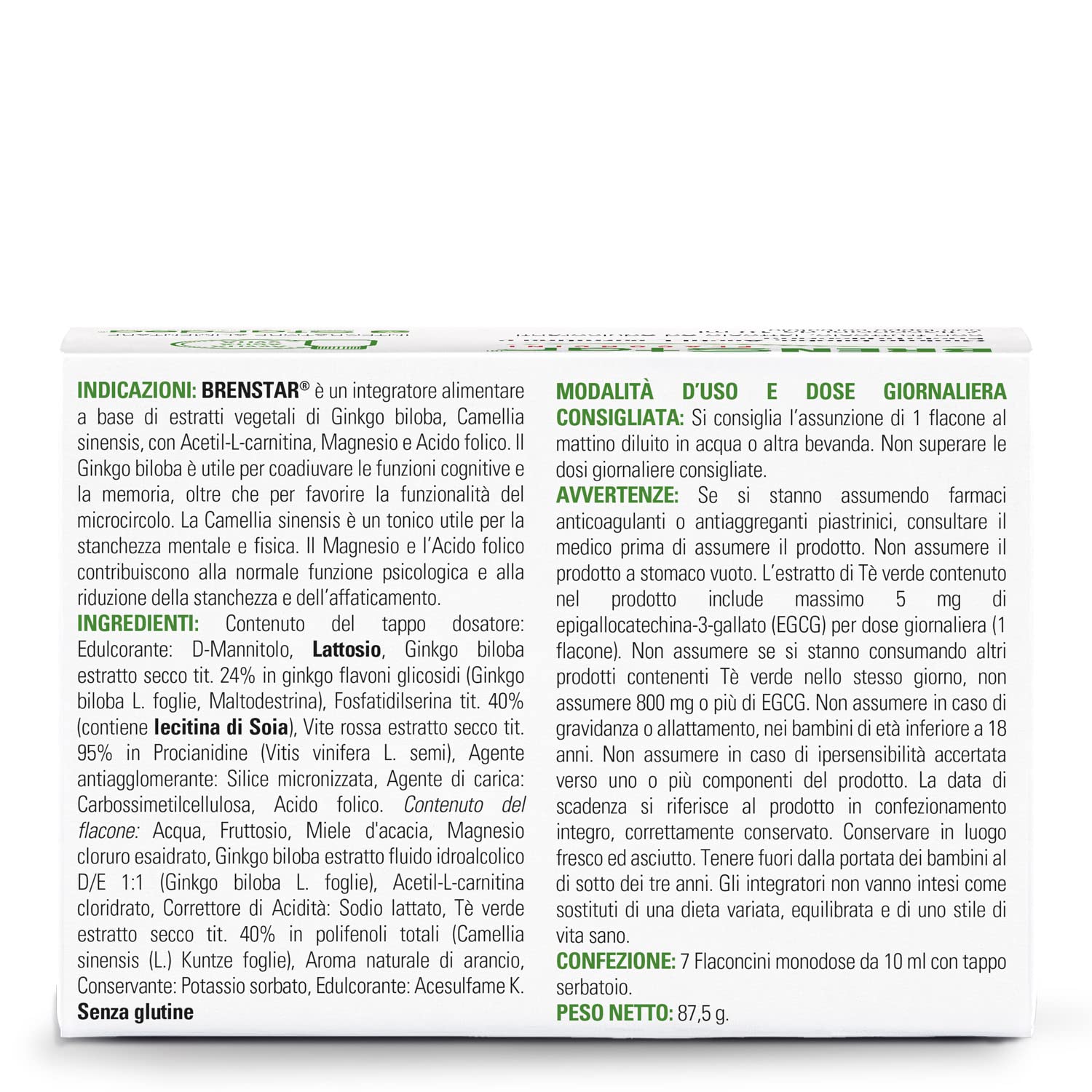 Ginkgo Biloba | Integratore per Memoria e Concentrazione | Integratore naturale stanchezza metale e fisica | Ginkgo Biloba da Bere | 7 flaconcini facile utilizzo | STARDEA Brenstar