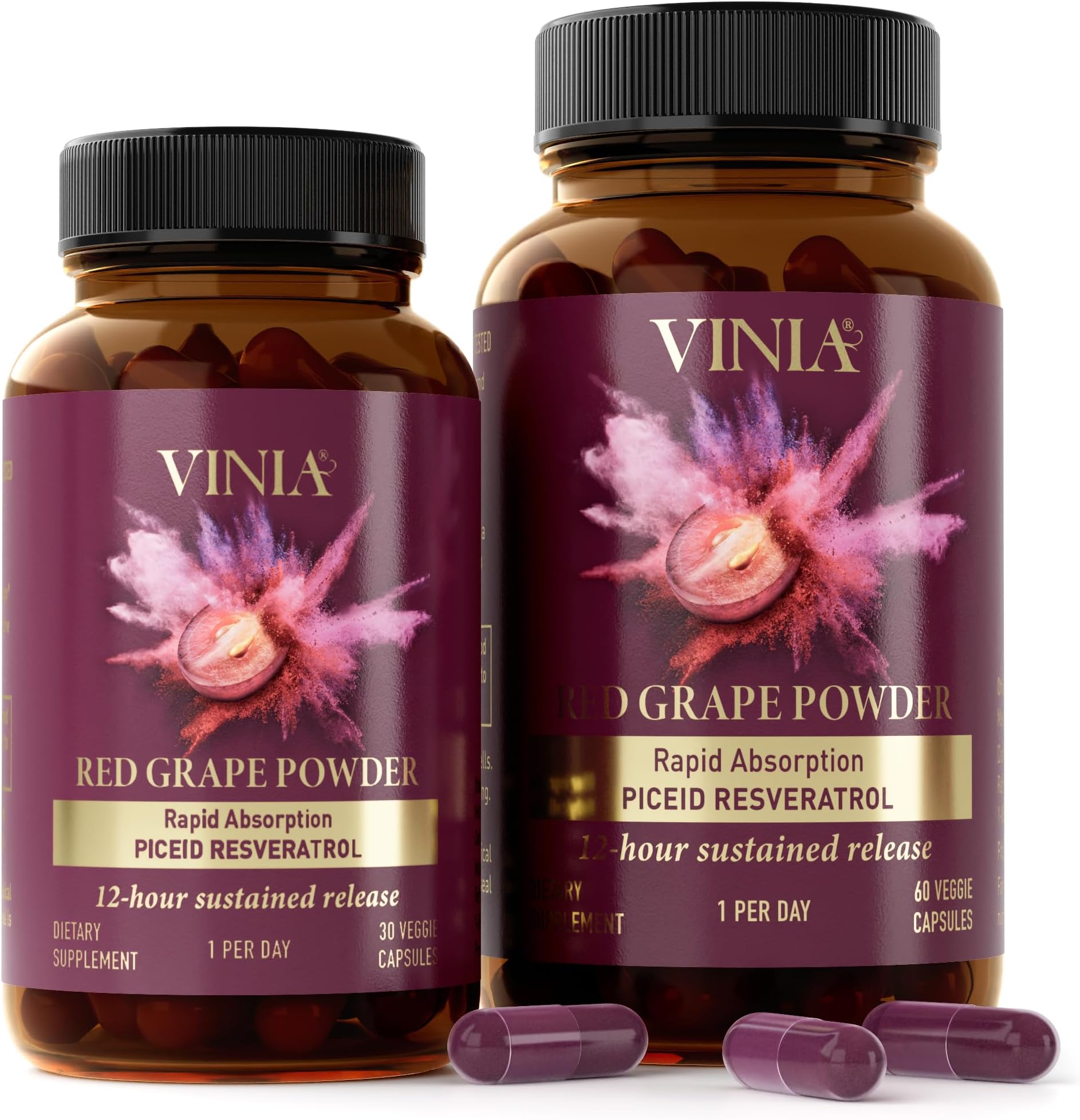 Piceid Resveratrol Supplement Capsules. Increases Blood Flow and Nitric Oxide. Blood Pressure and Heart Health Support | Antioxidant from Red Grapes | Non-GMO, 90 Count