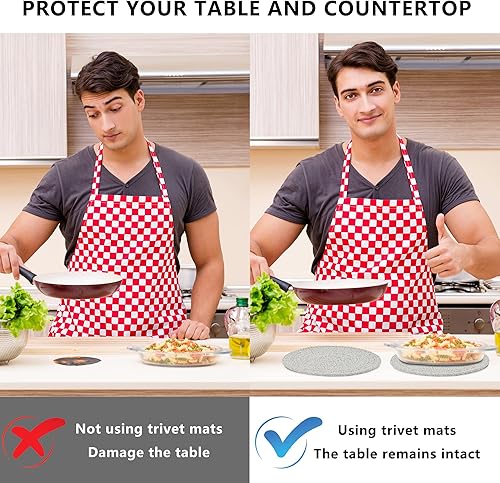 Miniatura 6 de Salvamanteles para platos calientes, salvamanteles para ollas y sartenes calientes, almohadillas calientes de 7 pulgadas, 5 unidades y cesta de